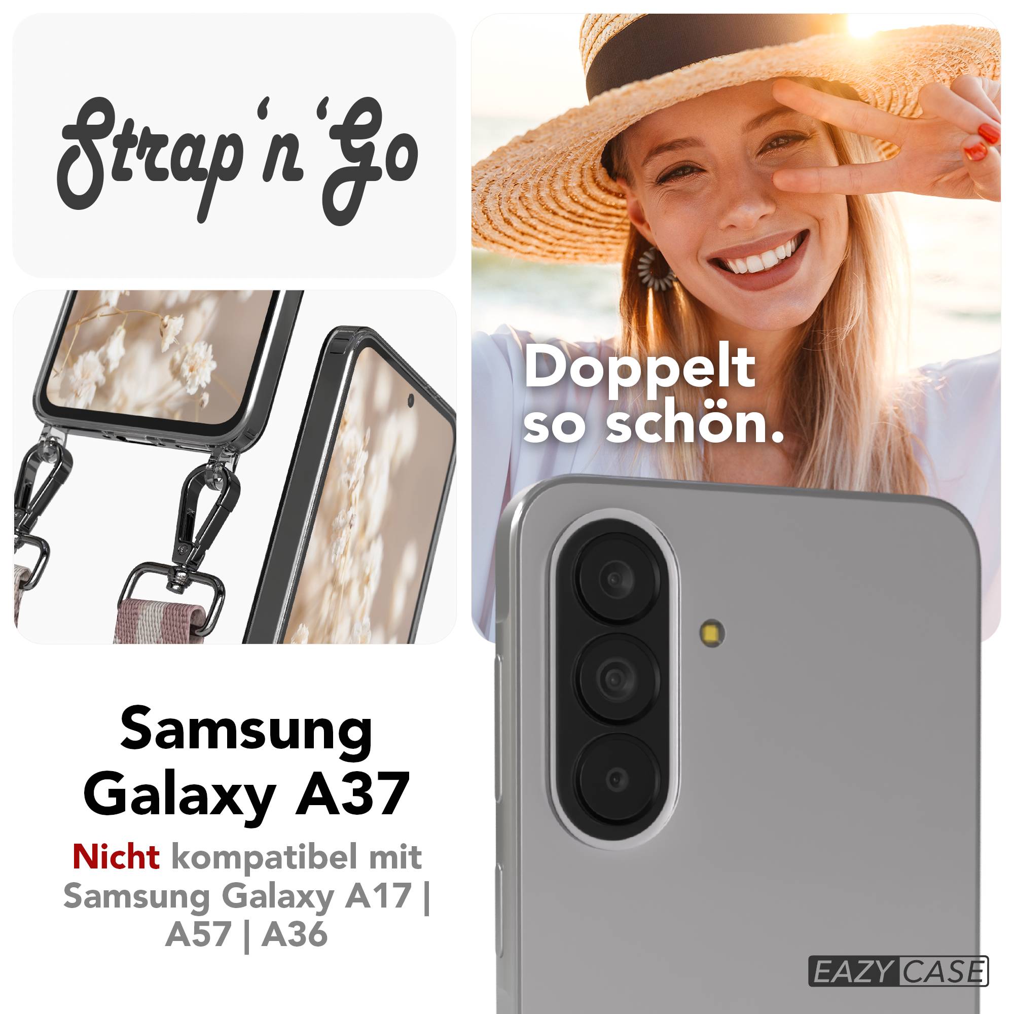 Samsung Galaxy A37 Handykette mit Boho Band verstellbar zum Umhängen 