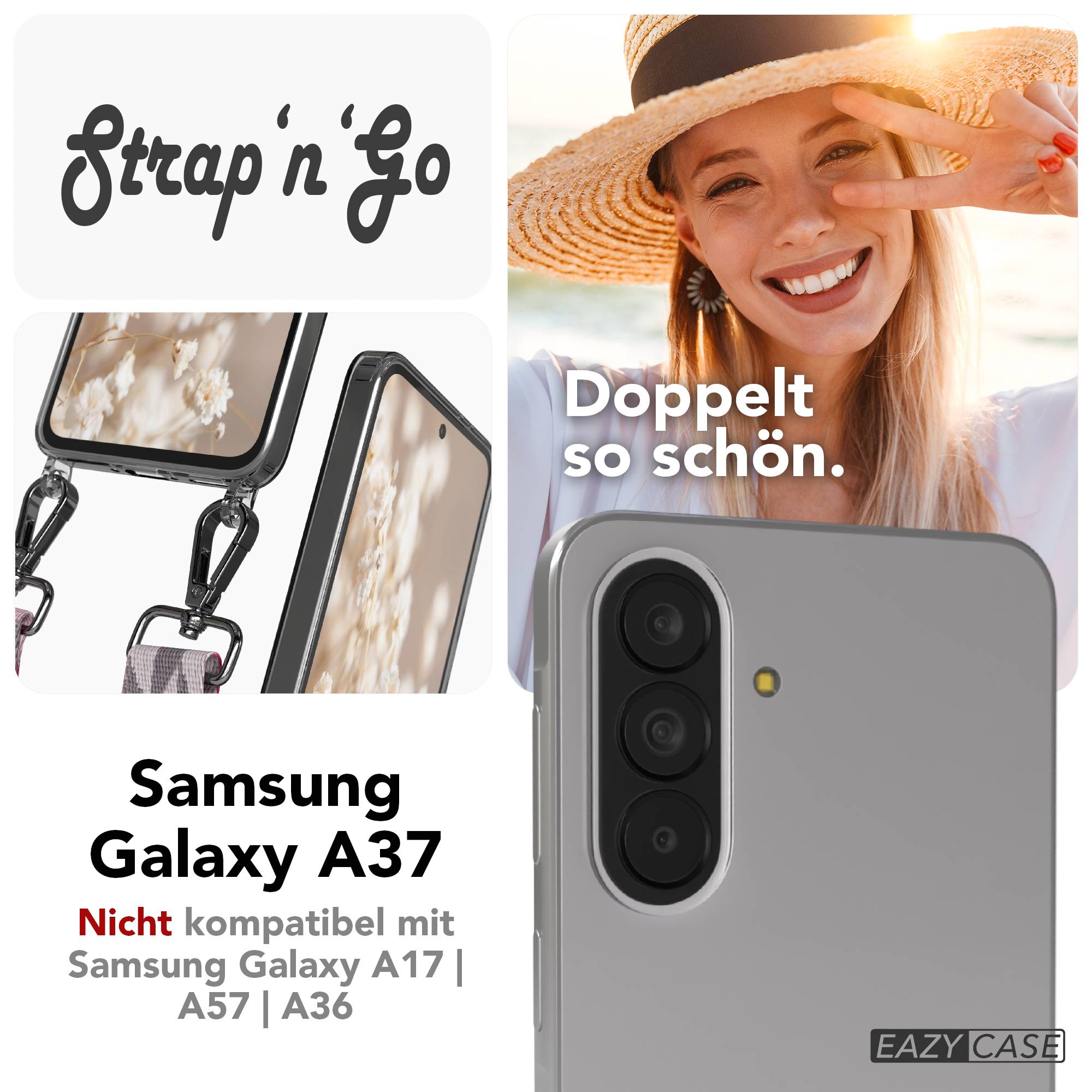 Samsung Galaxy A37 Handykette mit Boho Band verstellbar zum Umhängen 