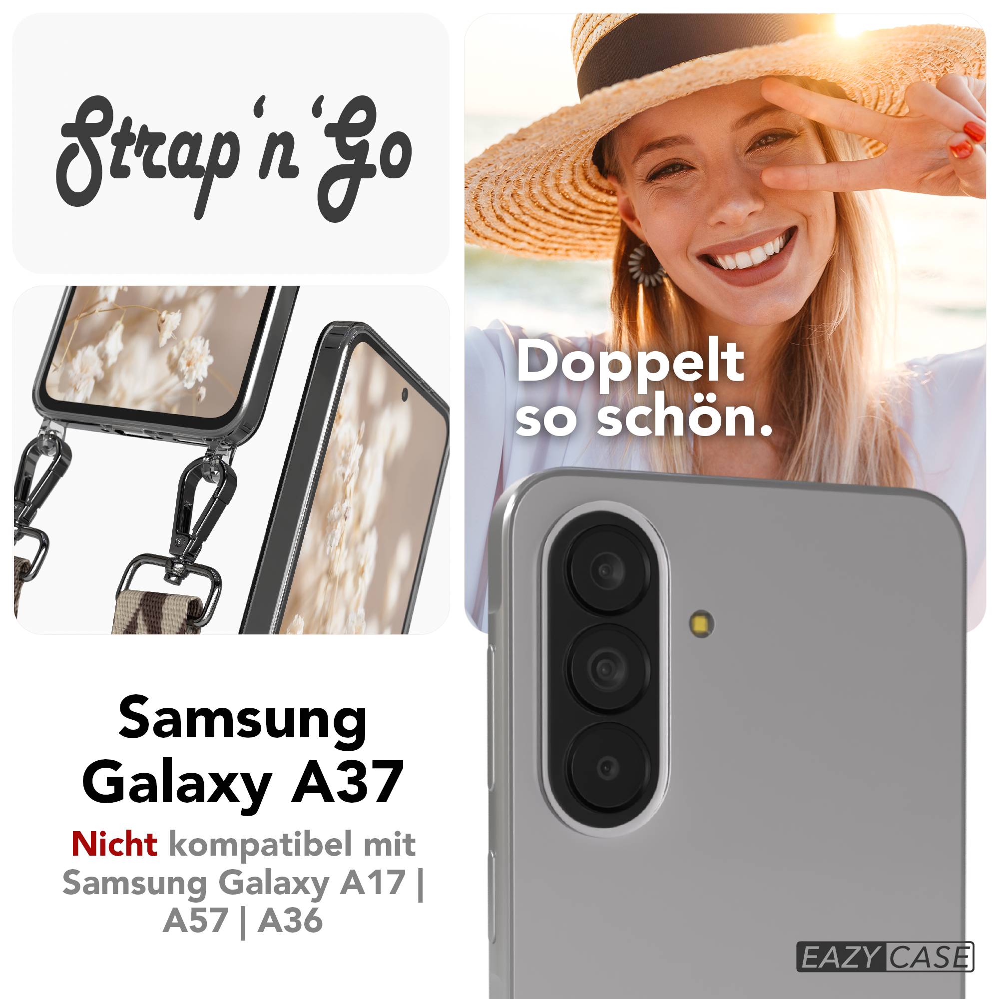 Samsung Galaxy A37 Handykette mit Boho Band verstellbar zum Umhängen 