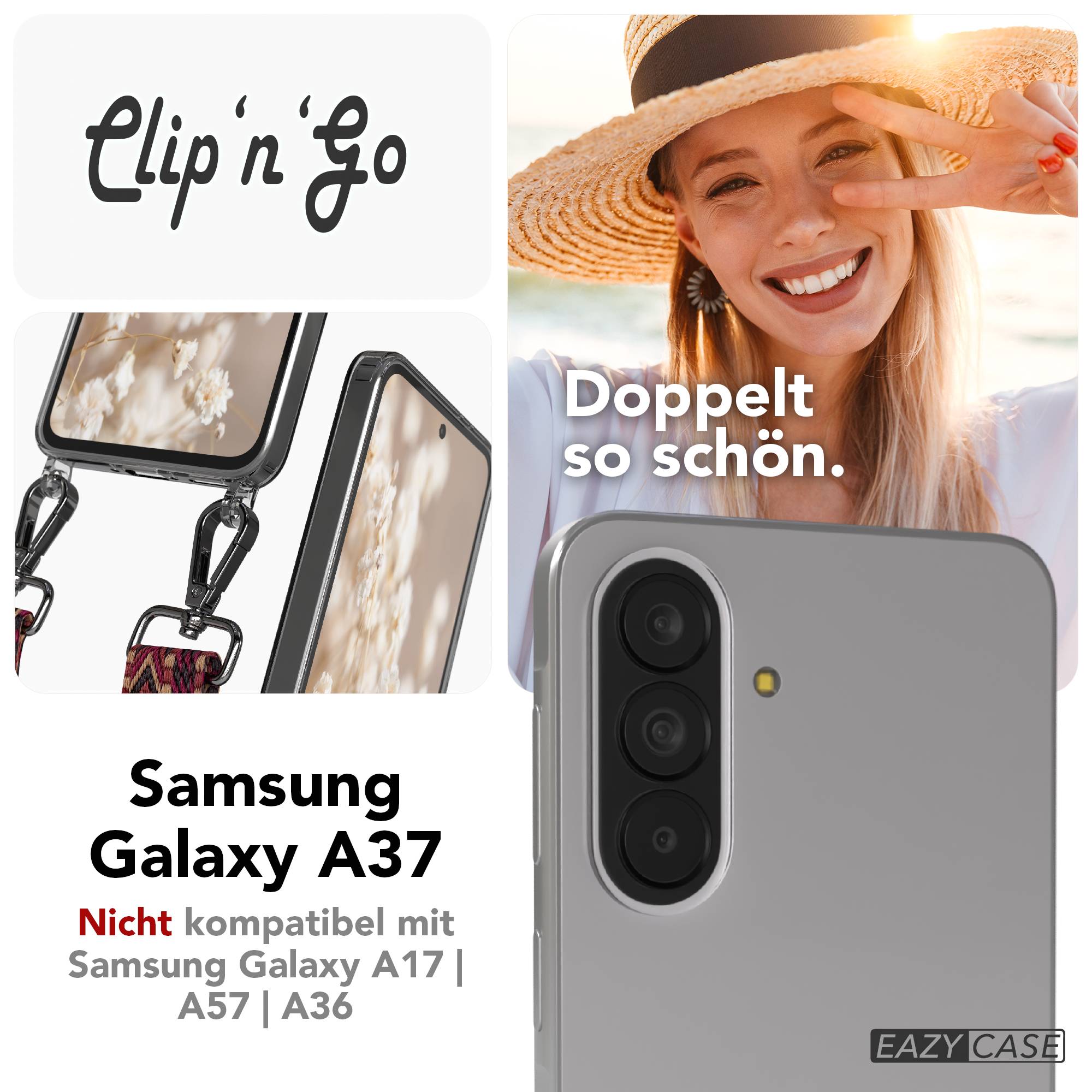 Samsung Galaxy A37 Handykette mit MagSafe und Boho Trageriemen Set 