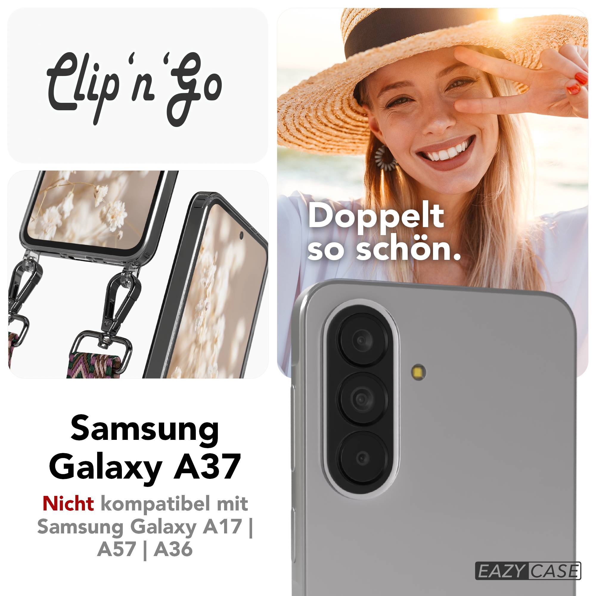 Samsung Galaxy A37 Handykette mit MagSafe und Boho Trageriemen Set 