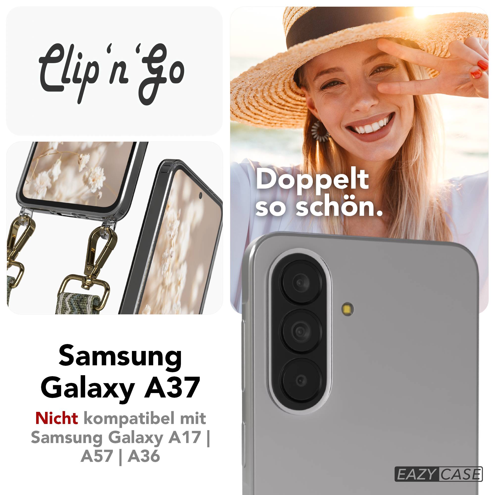 Samsung Galaxy A37 Handykette mit MagSafe und Boho Trageriemen Set 