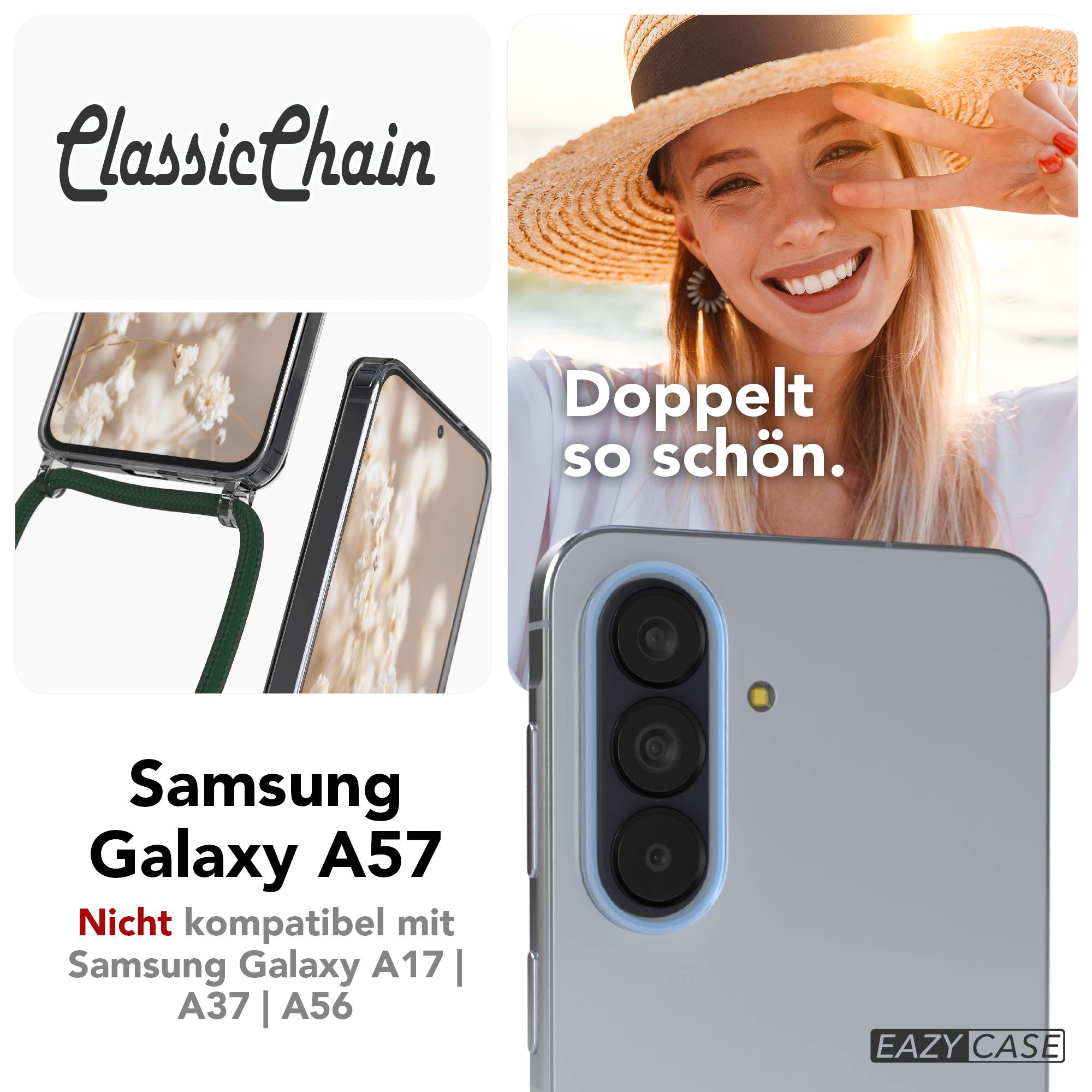 Samsung Galaxy A57 transparente Handykette mit verstellbarer Kordel zum Umhängen 
