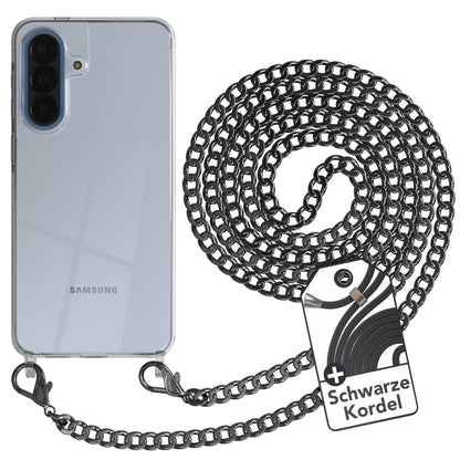 Samsung Galaxy A57 Handykette TPU Hülle mit Metallkette schwarze Kordel 