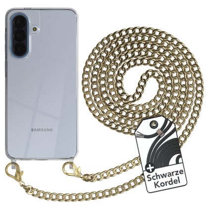 Samsung Galaxy A57 Handykette TPU Hülle mit Metallkette schwarze Kordel 