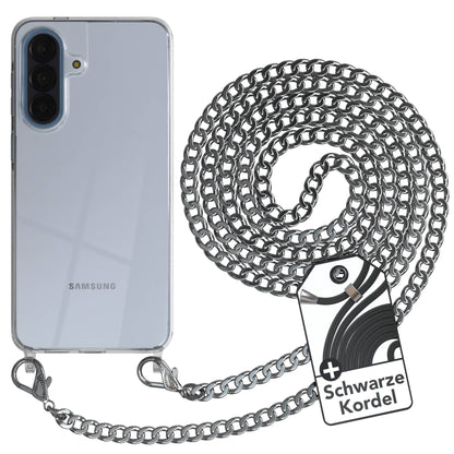 Samsung Galaxy A57 Handykette TPU Hülle mit Metallkette schwarze Kordel 