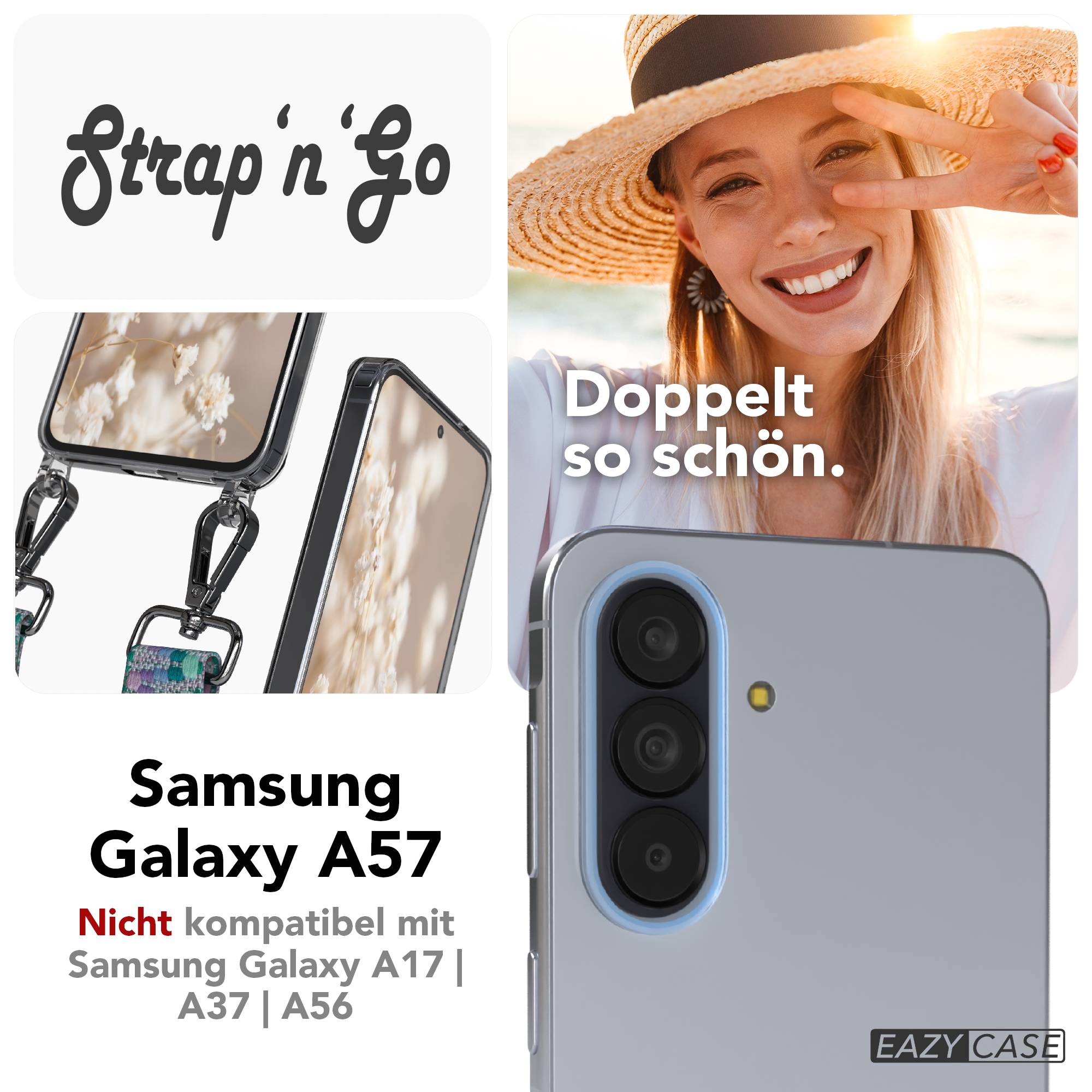 Samsung Galaxy A57 Handykette mit verstellbarem Boho Tragegurt 