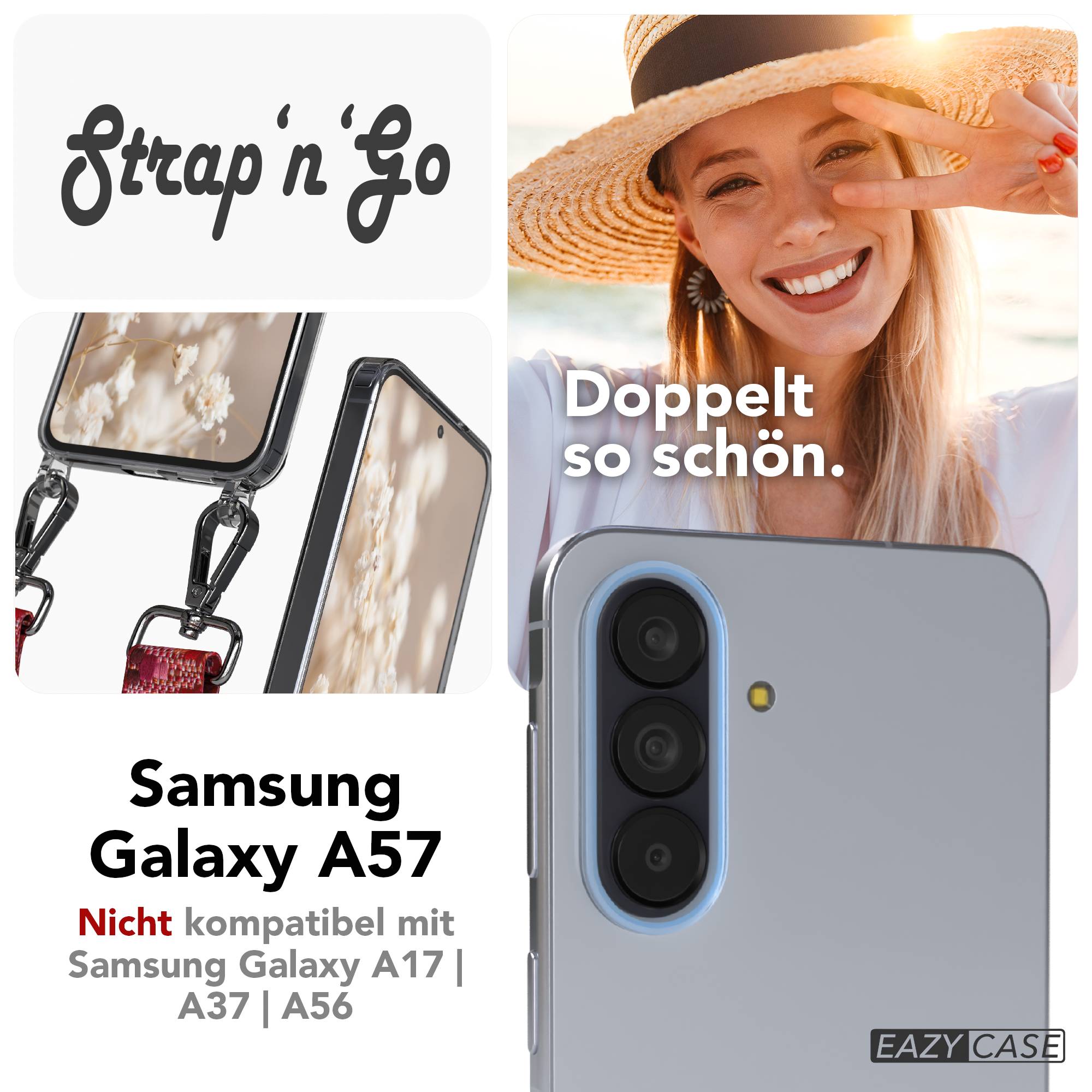 Samsung Galaxy A57 Handykette mit verstellbarem Boho Tragegurt 
