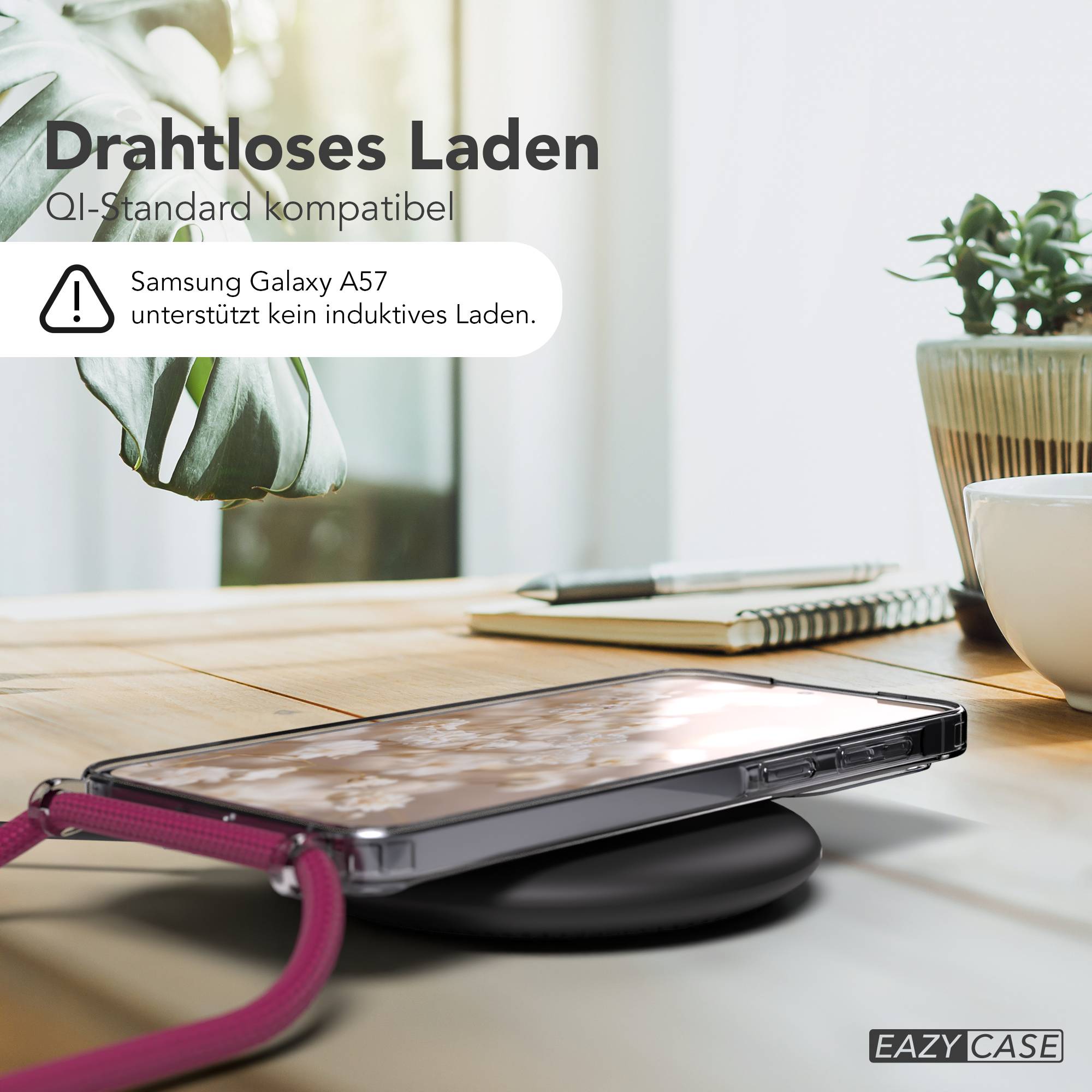 Samsung Galaxy A57 transparente Handykette mit MagSafe und verstellbarer Kordel 