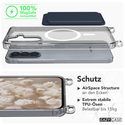 Samsung Galaxy A57 transparente Handykette mit MagSafe und verstellbarer Kordel 