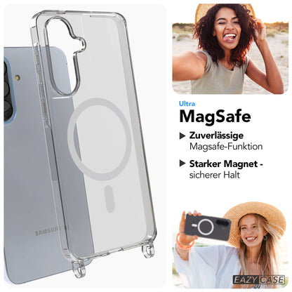Samsung Galaxy A57 transparente Handykette mit MagSafe und verstellbarer Kordel 