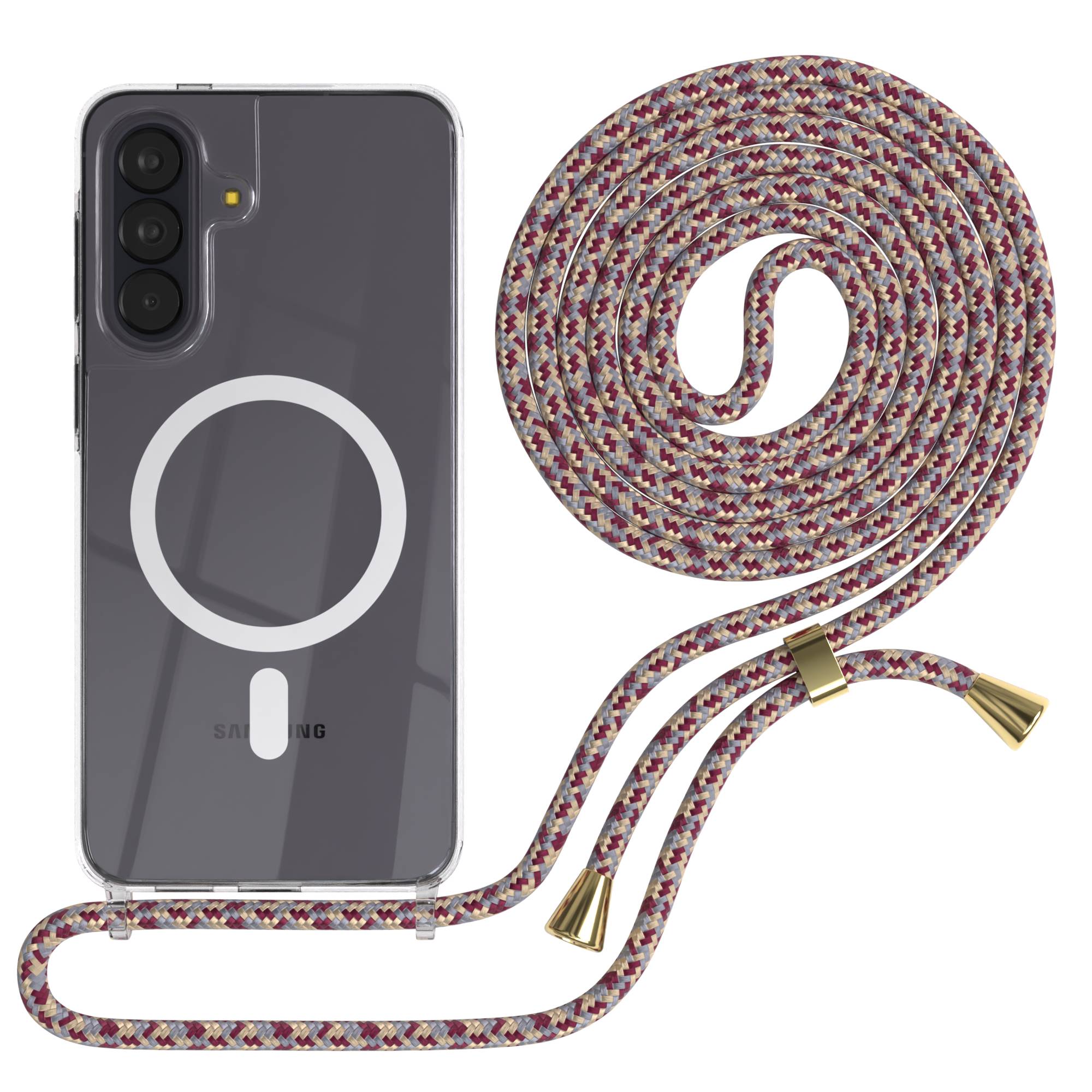 Samsung Galaxy A57 transparente Handykette mit MagSafe und verstellbarer Kordel 