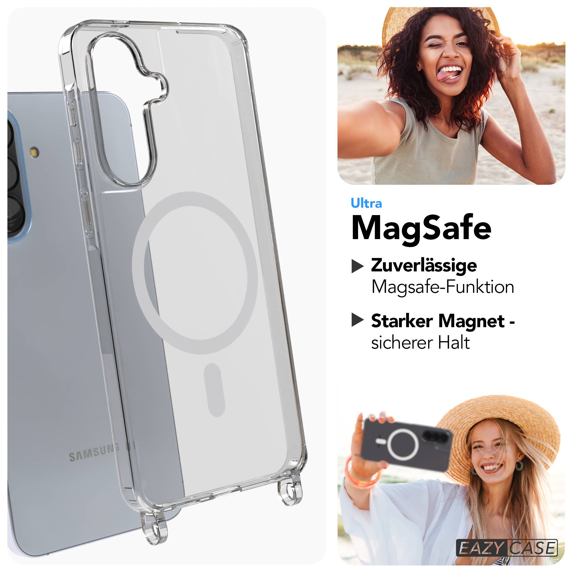 Samsung Galaxy A57 transparente Handykette mit MagSafe und verstellbarer Kordel 