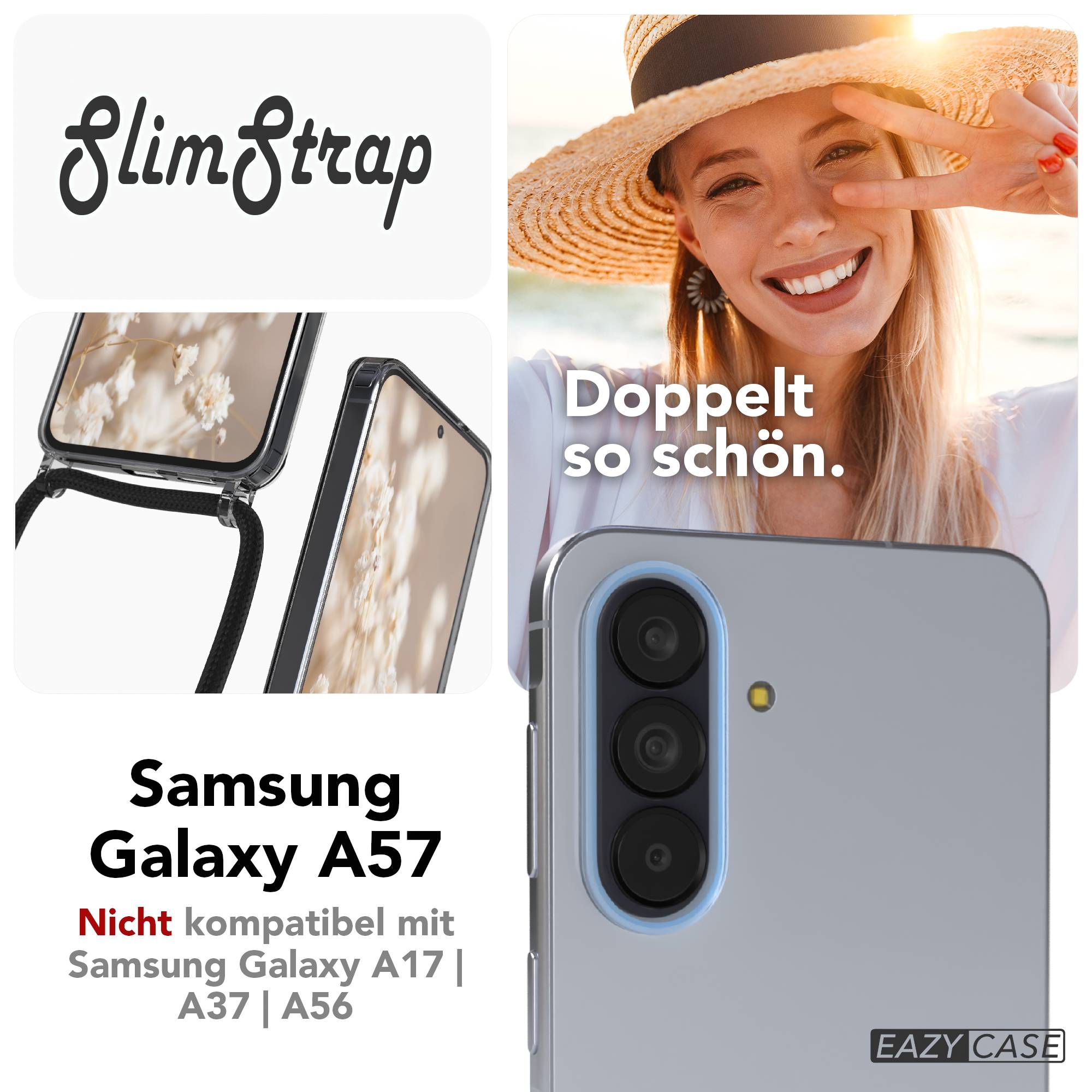 Samsung Galaxy A57 transparente Handykette mit MagSafe und verstellbarer Kordel 