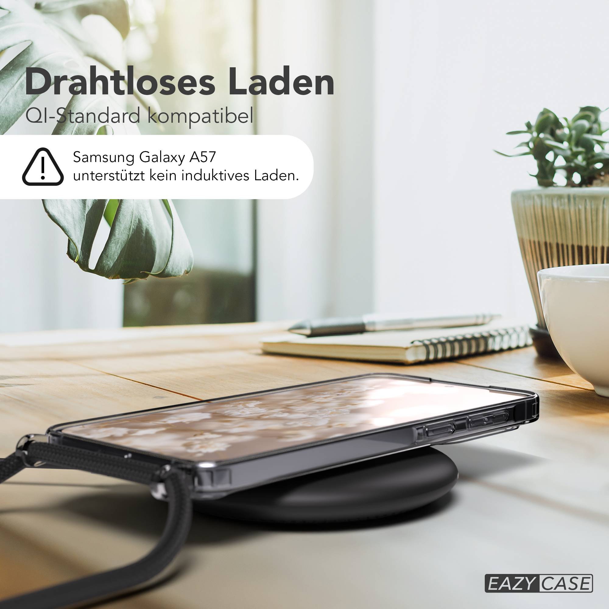 Samsung Galaxy A57 transparente Handykette mit MagSafe und verstellbarer Kordel 