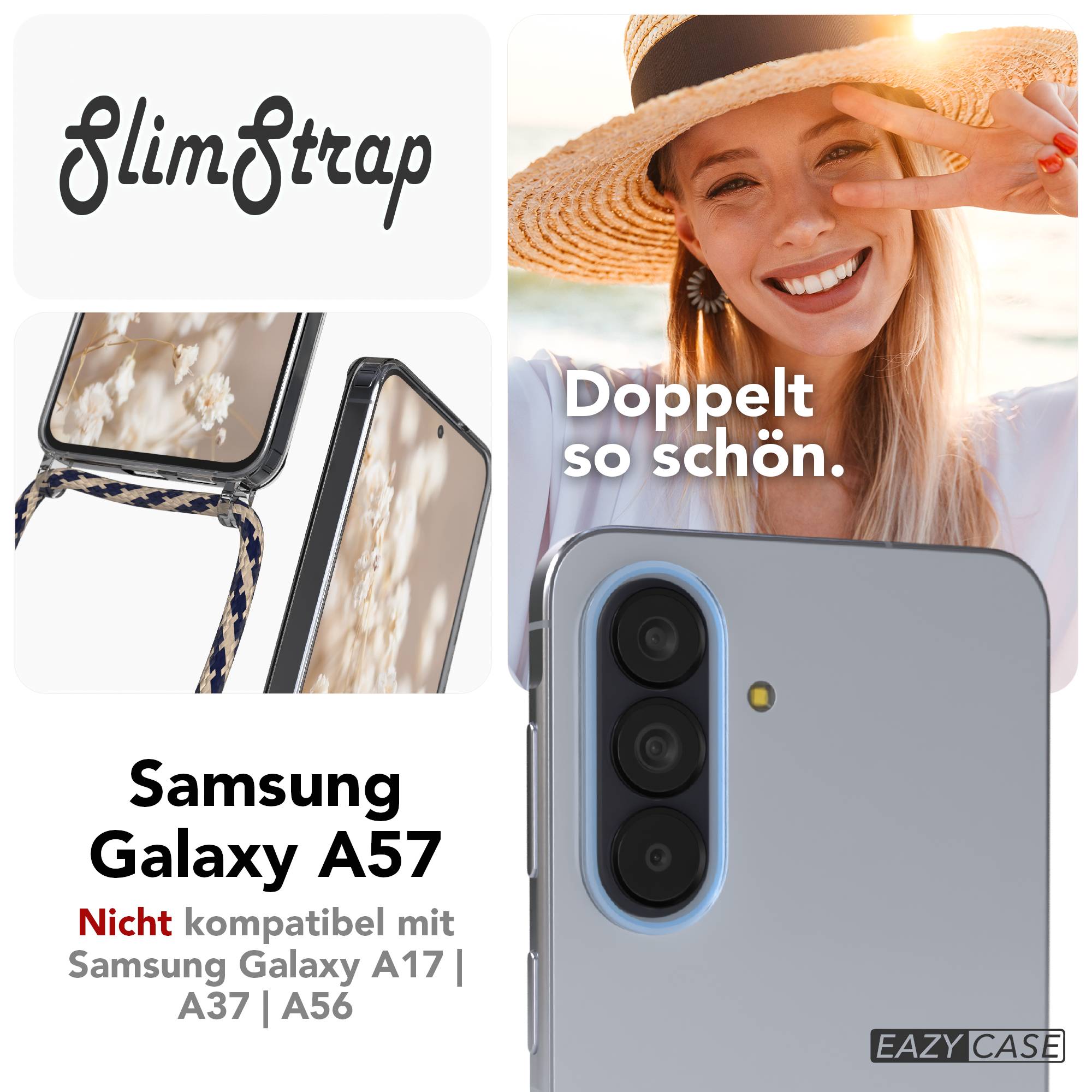 Samsung Galaxy A57 transparente Handykette mit MagSafe und verstellbarer Kordel 