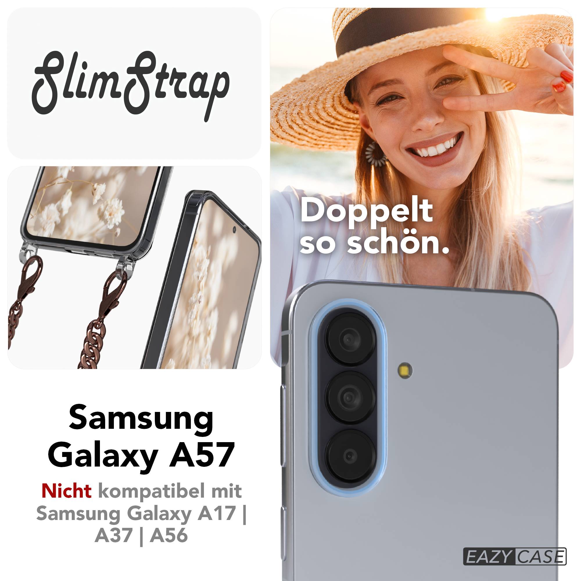 Samsung Galaxy A57 Handykette mit schwarzer Metallkordel und MagSafe Technologie 