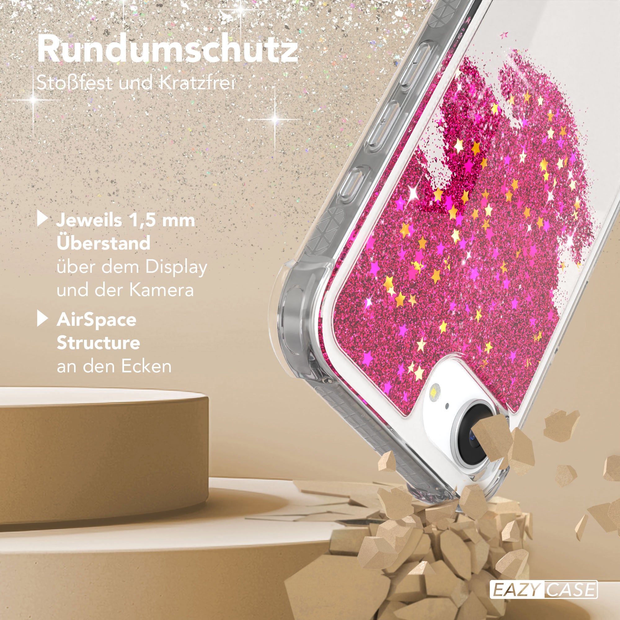 Apple iPhone 17e Glitzerhülle TPU transparent mit Glitzereffekt EAZY CASE 
