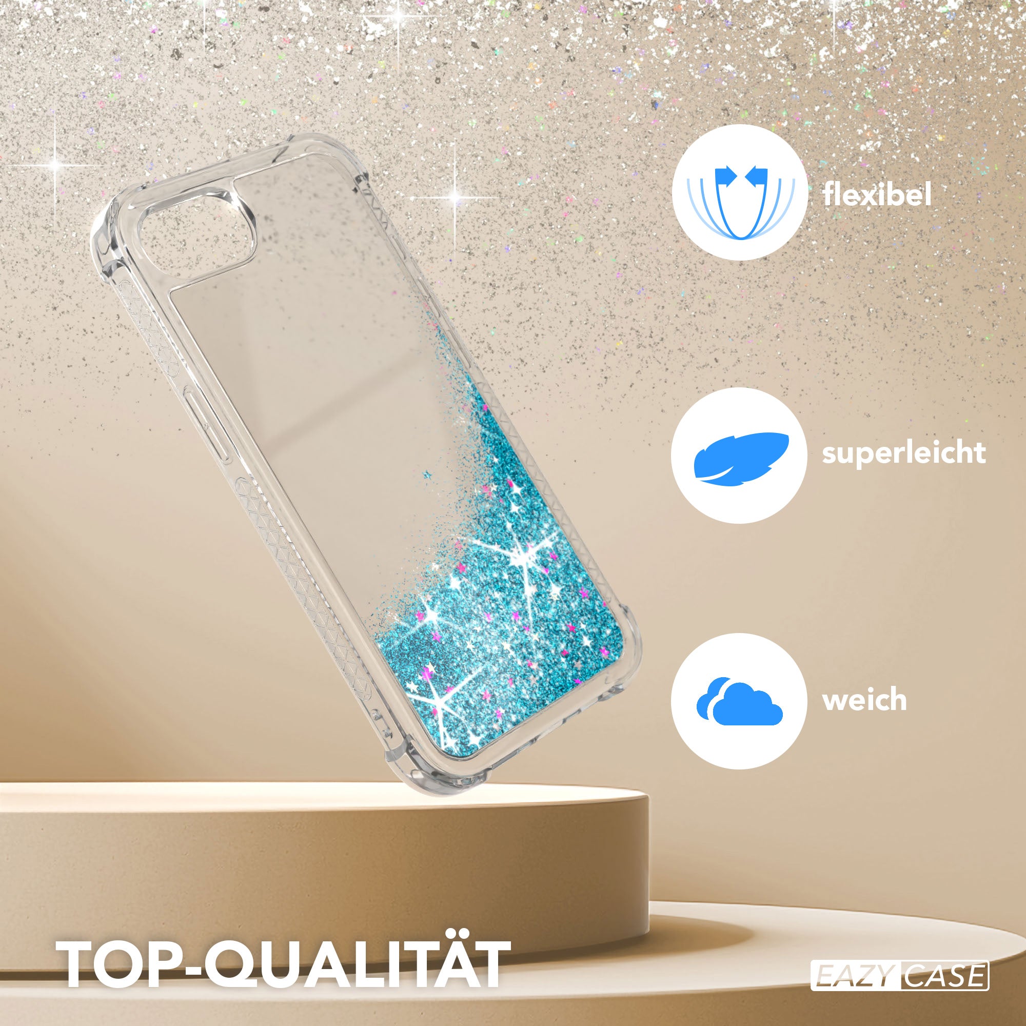 Apple iPhone 17e Glitzerhülle TPU transparent mit Glitzereffekt EAZY CASE 