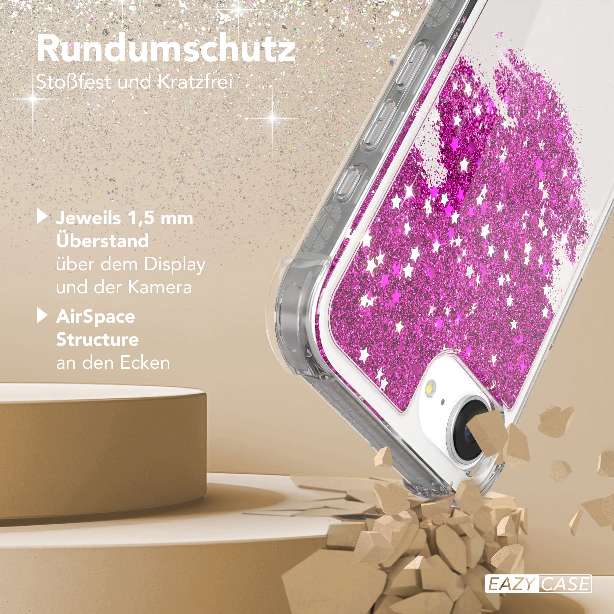 Apple iPhone 17e Glitzerhülle TPU transparent mit Glitzereffekt EAZY CASE 