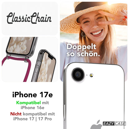 Apple iPhone 17e transparente Handykette mit TPU Hülle und verstellbarer Kordel 