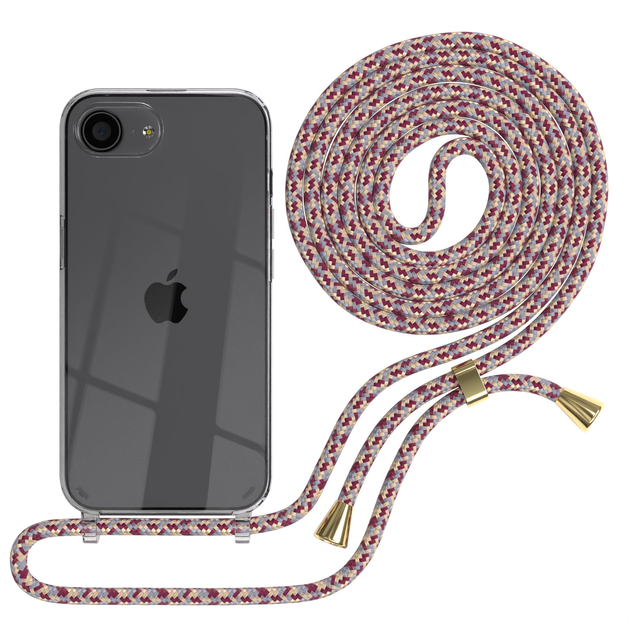 Apple iPhone 17e transparente Handykette mit TPU Hülle und verstellbarer Kordel 