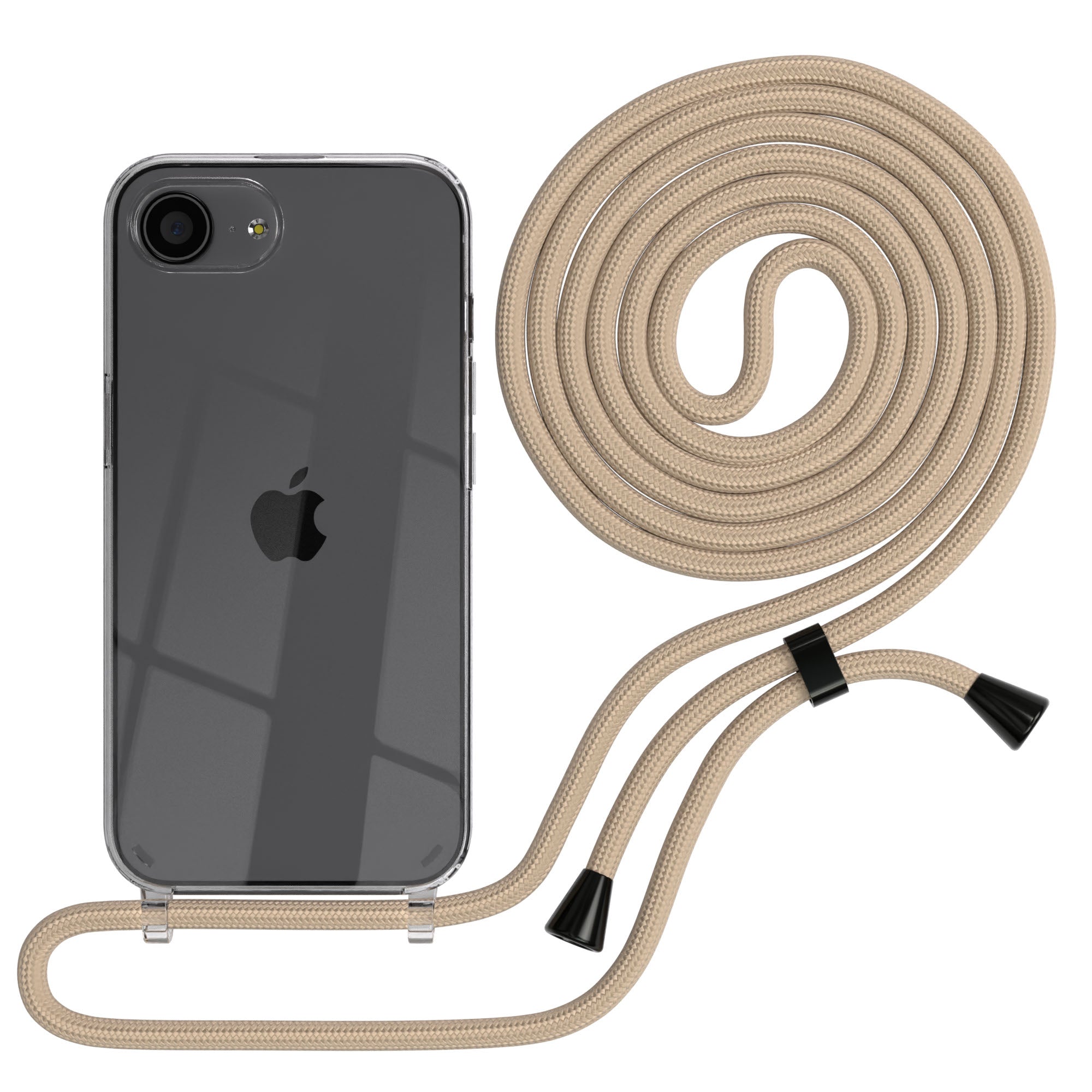 Apple iPhone 17e transparente Handykette mit TPU Hülle und verstellbarer Kordel 