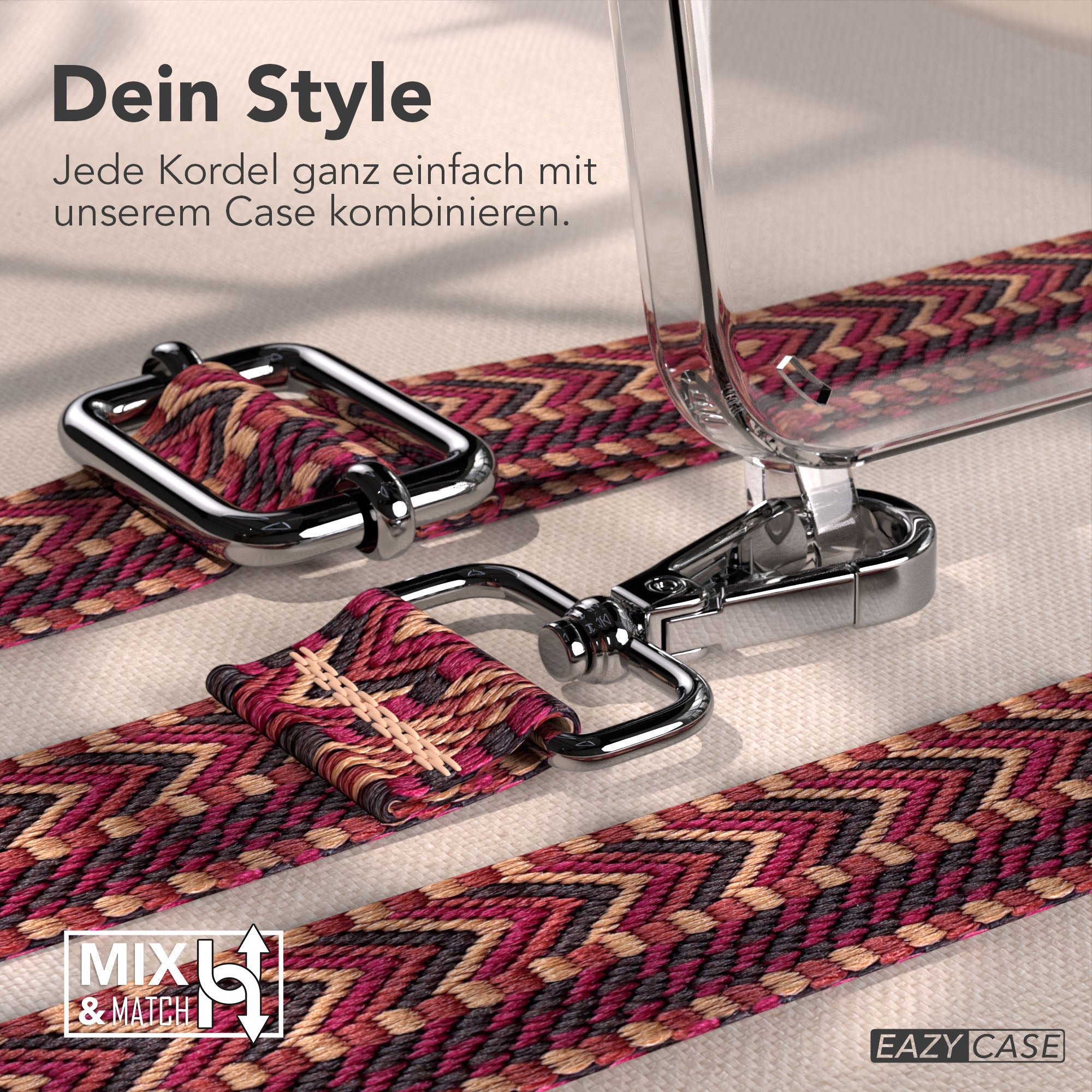 iPhone 17e Handykette mit Boho Band verstellbarer Trageriemen EAZY CASE 