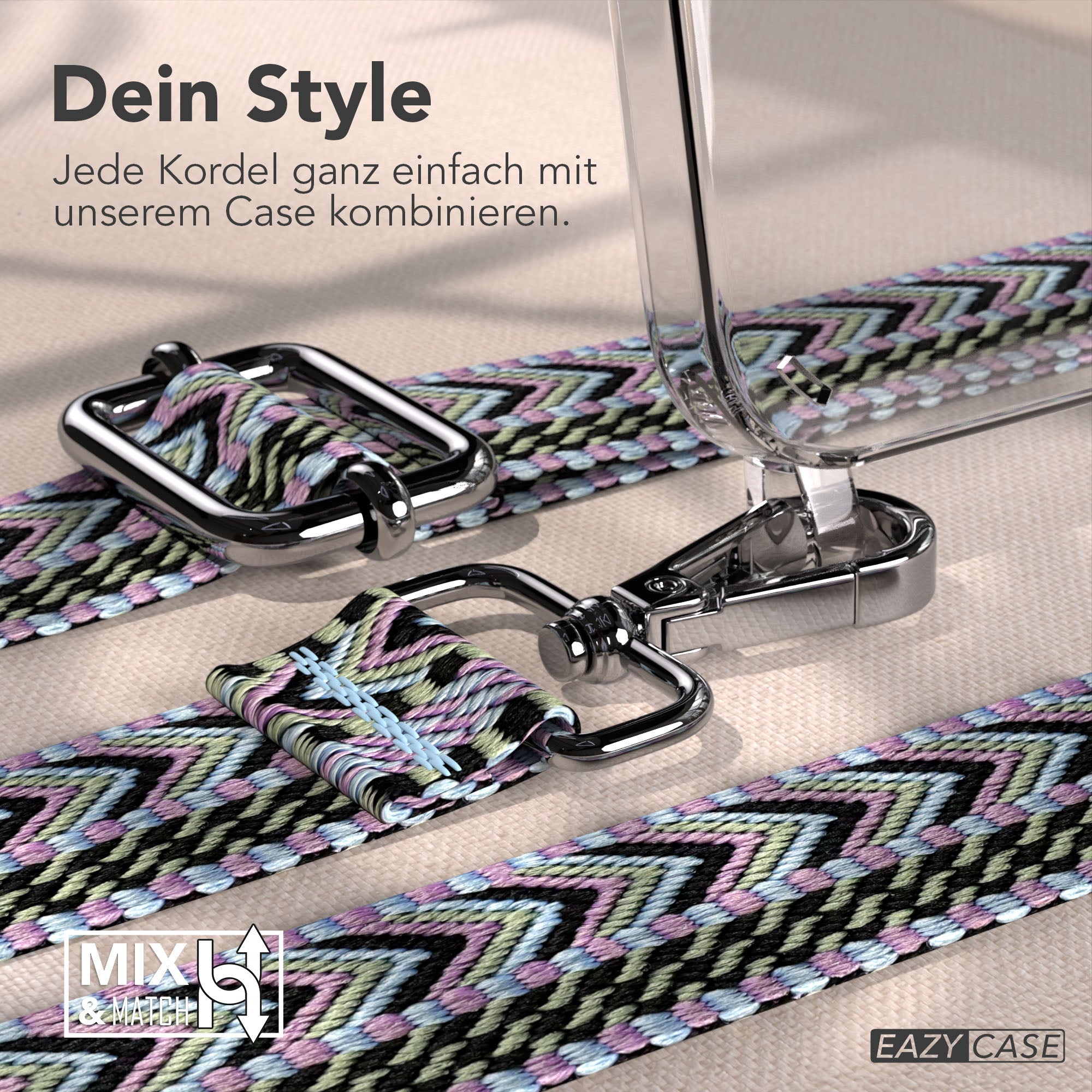 iPhone 17e Handykette mit Boho Band verstellbarer Trageriemen EAZY CASE 