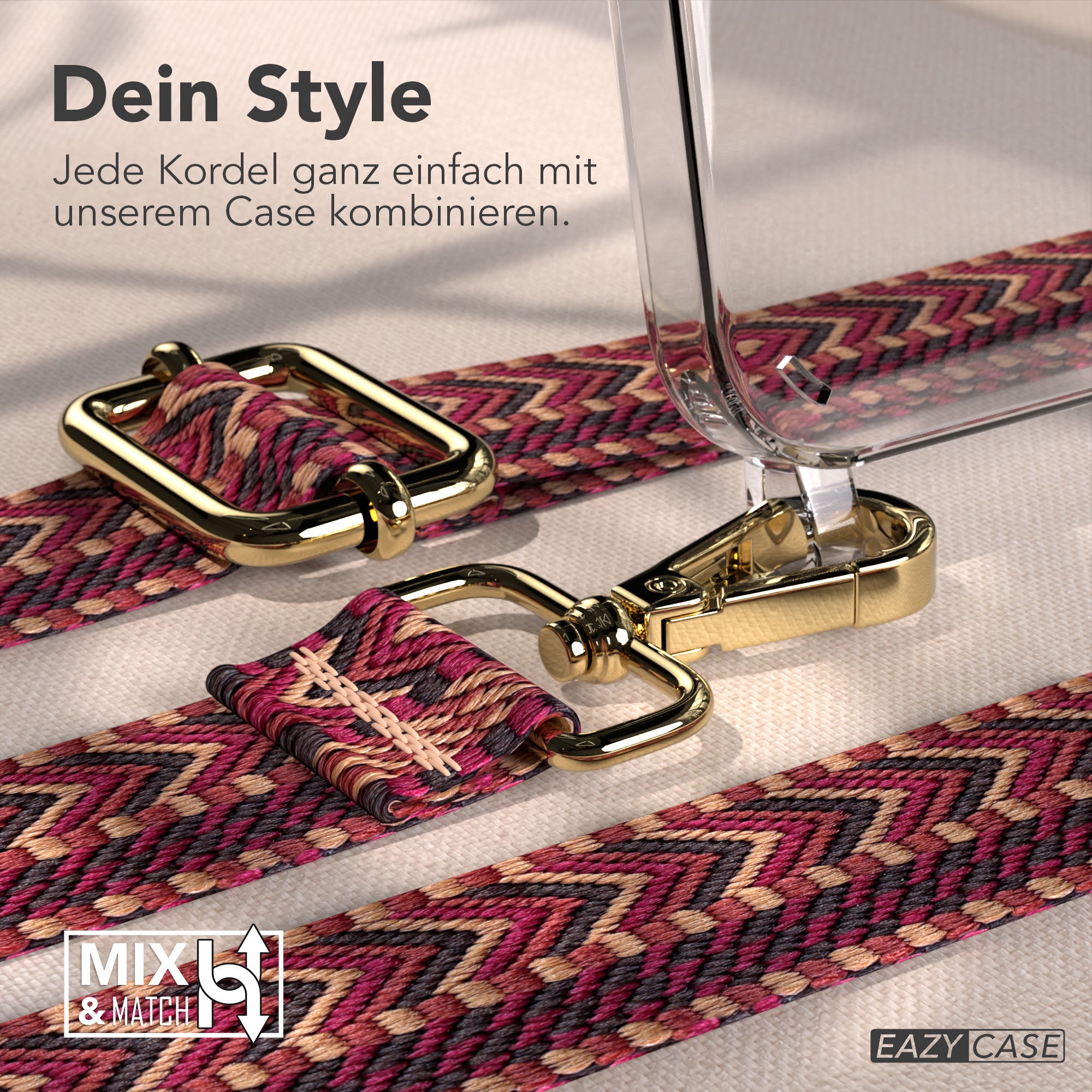 iPhone 17e Handykette mit Boho Band verstellbarer Trageriemen EAZY CASE 