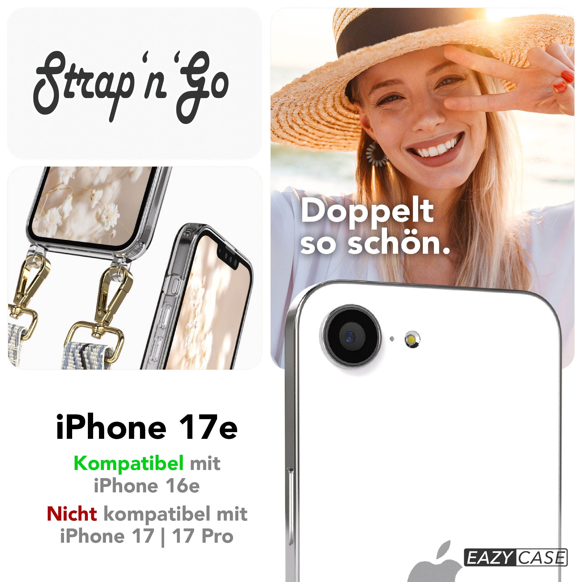 iPhone 17e Handykette mit Boho Band verstellbarer Trageriemen EAZY CASE 