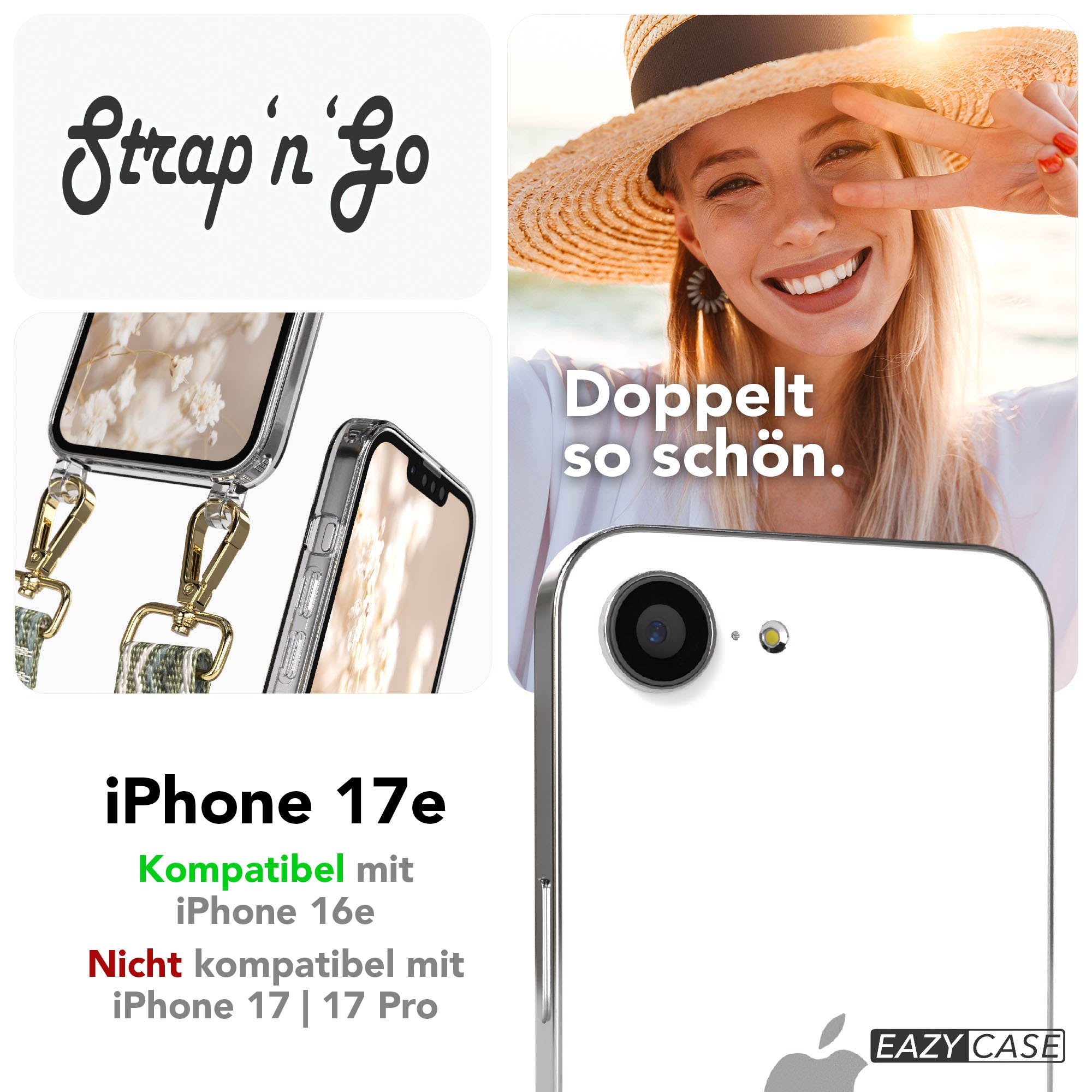 iPhone 17e Handykette mit Boho Band verstellbarer Trageriemen EAZY CASE 