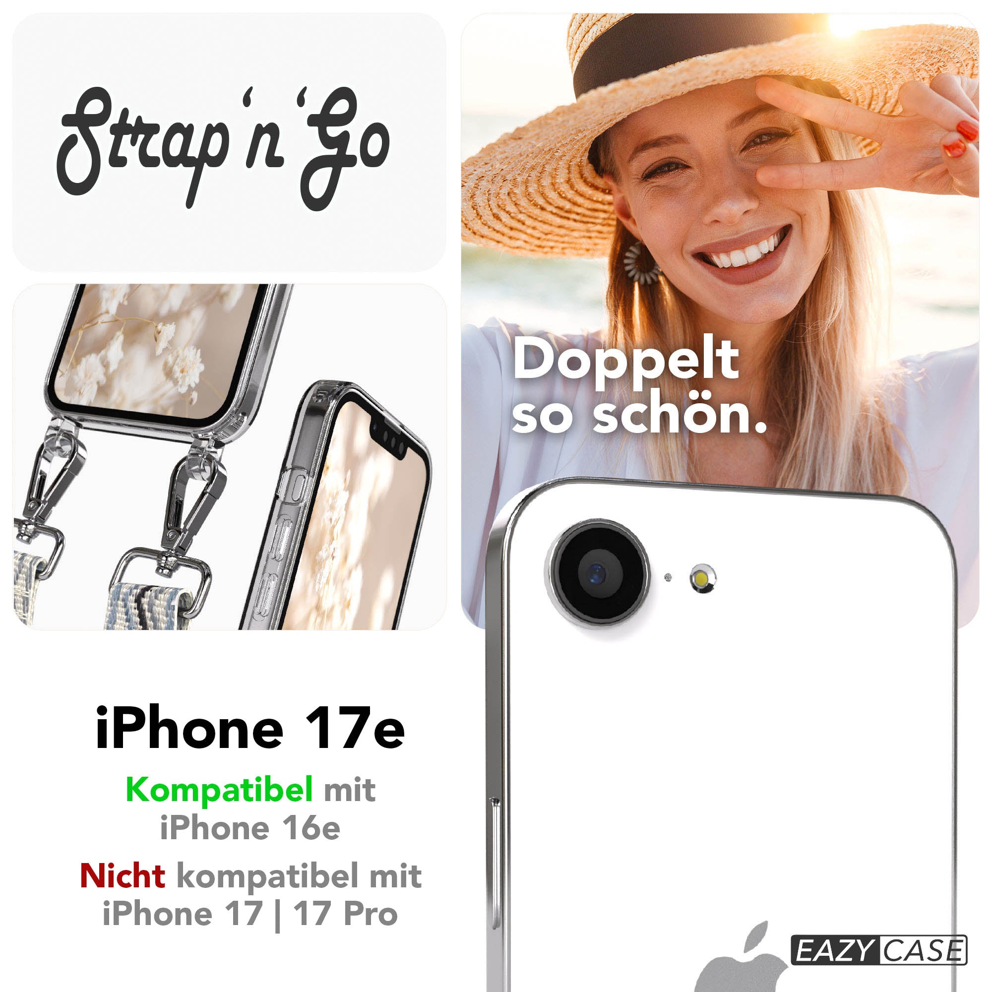 iPhone 17e Handykette mit Boho Band verstellbarer Trageriemen EAZY CASE 