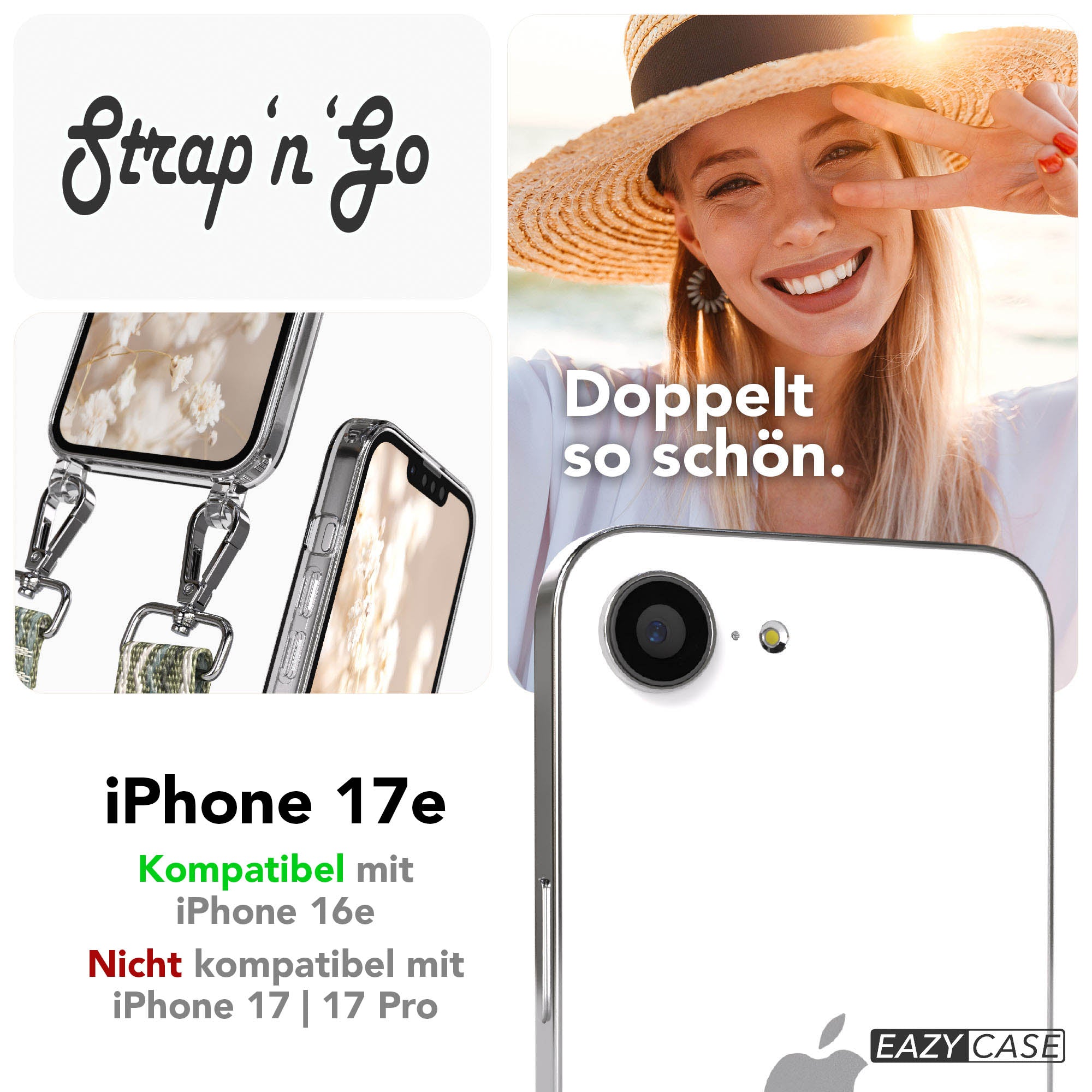 iPhone 17e Handykette mit Boho Band verstellbarer Trageriemen EAZY CASE 