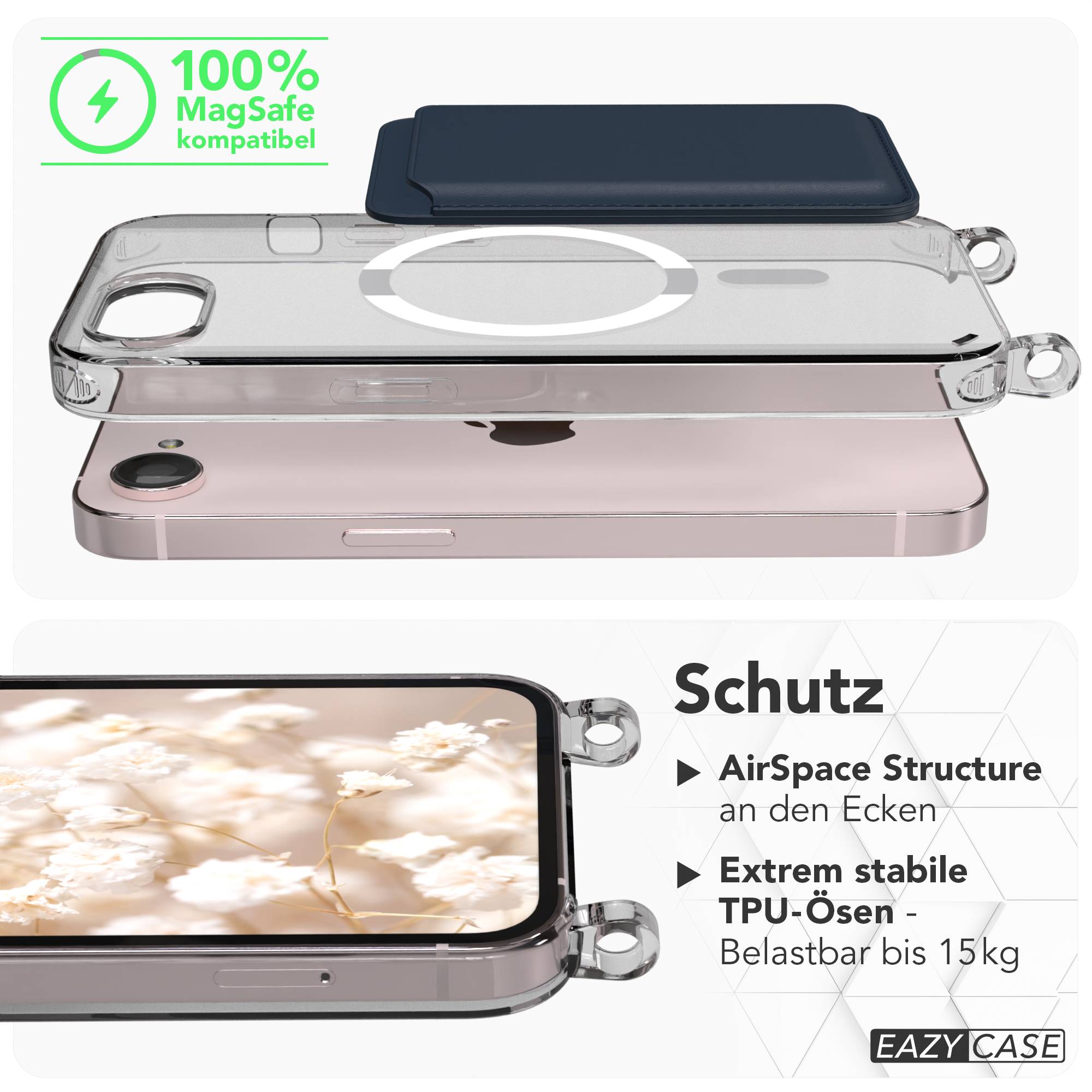 Apple iPhone 17e transparente Handykette mit MagSafe und verstellbarer Kordel 