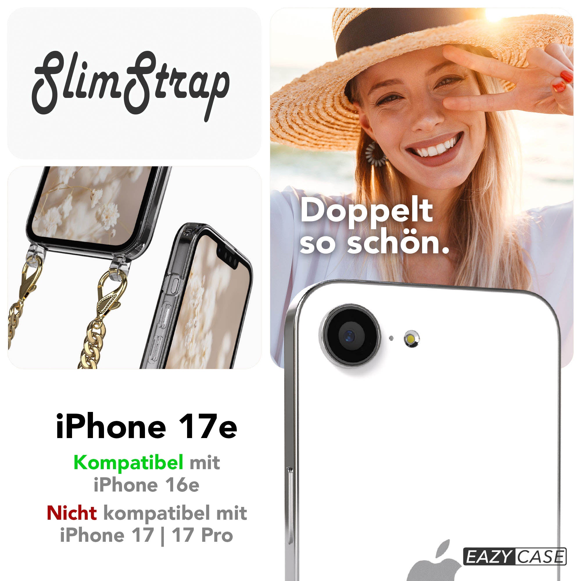 iPhone 17e Handykette mit schwarzer Metallkette und MagSafe Technologie 