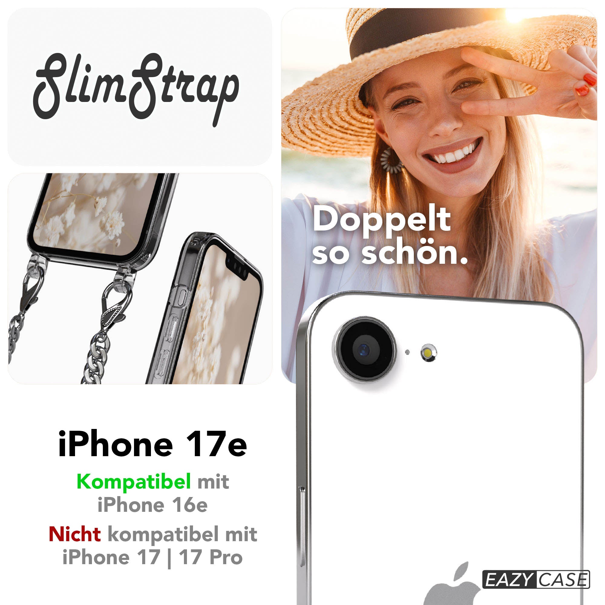 iPhone 17e Handykette mit schwarzer Metallkette und MagSafe Technologie 