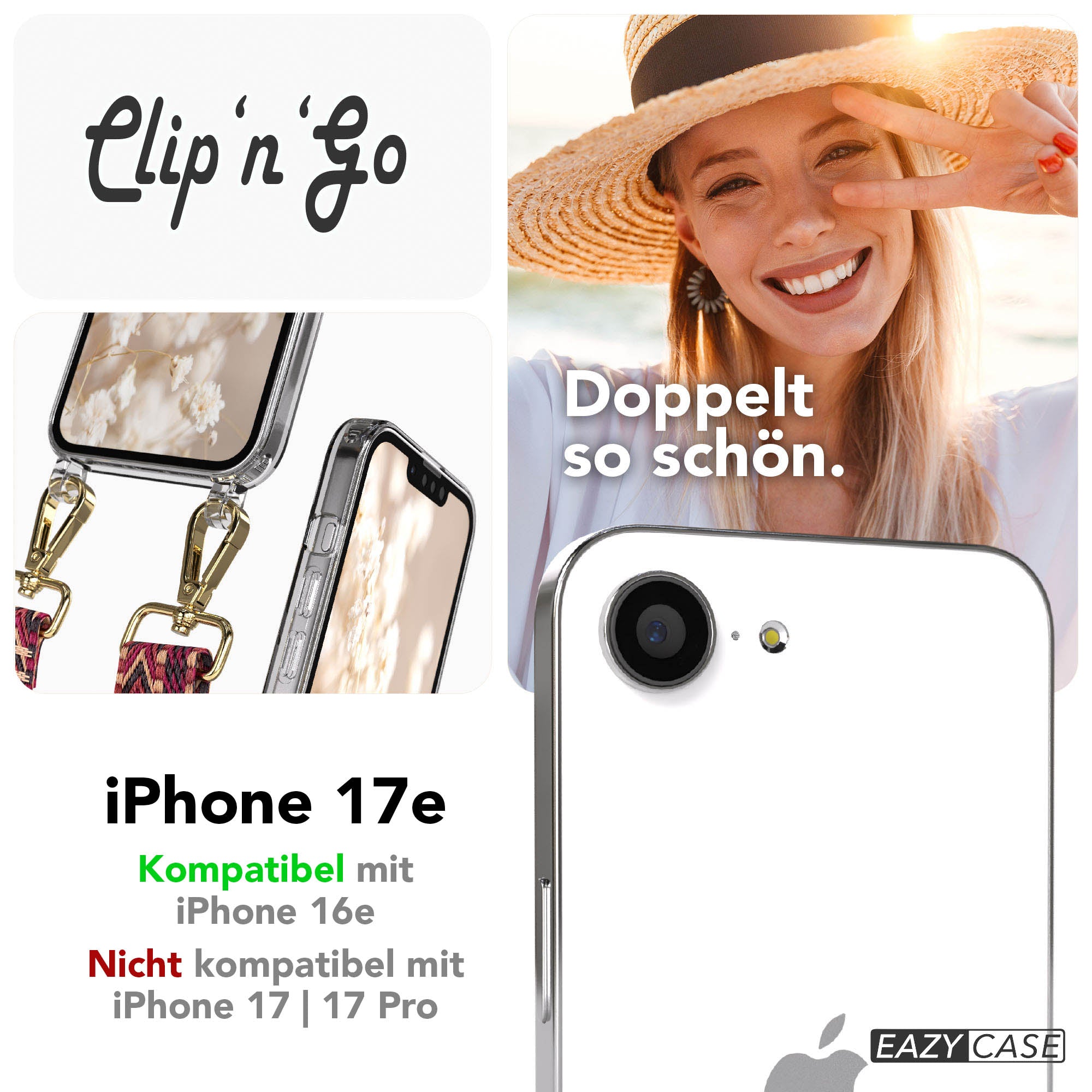 iPhone 17e MagSafe Handykette mit Boho Band verstellbar 