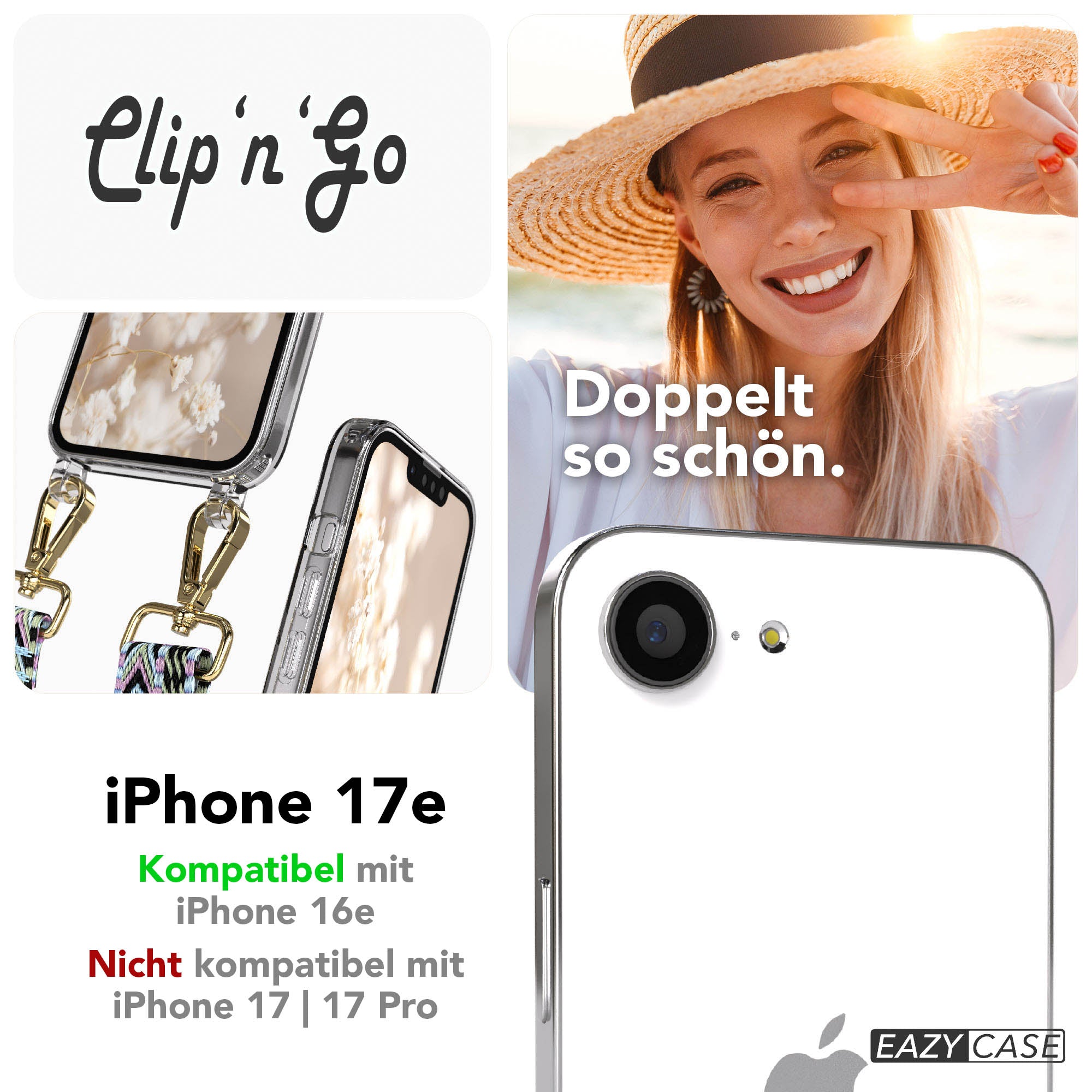 iPhone 17e MagSafe Handykette mit Boho Band verstellbar 