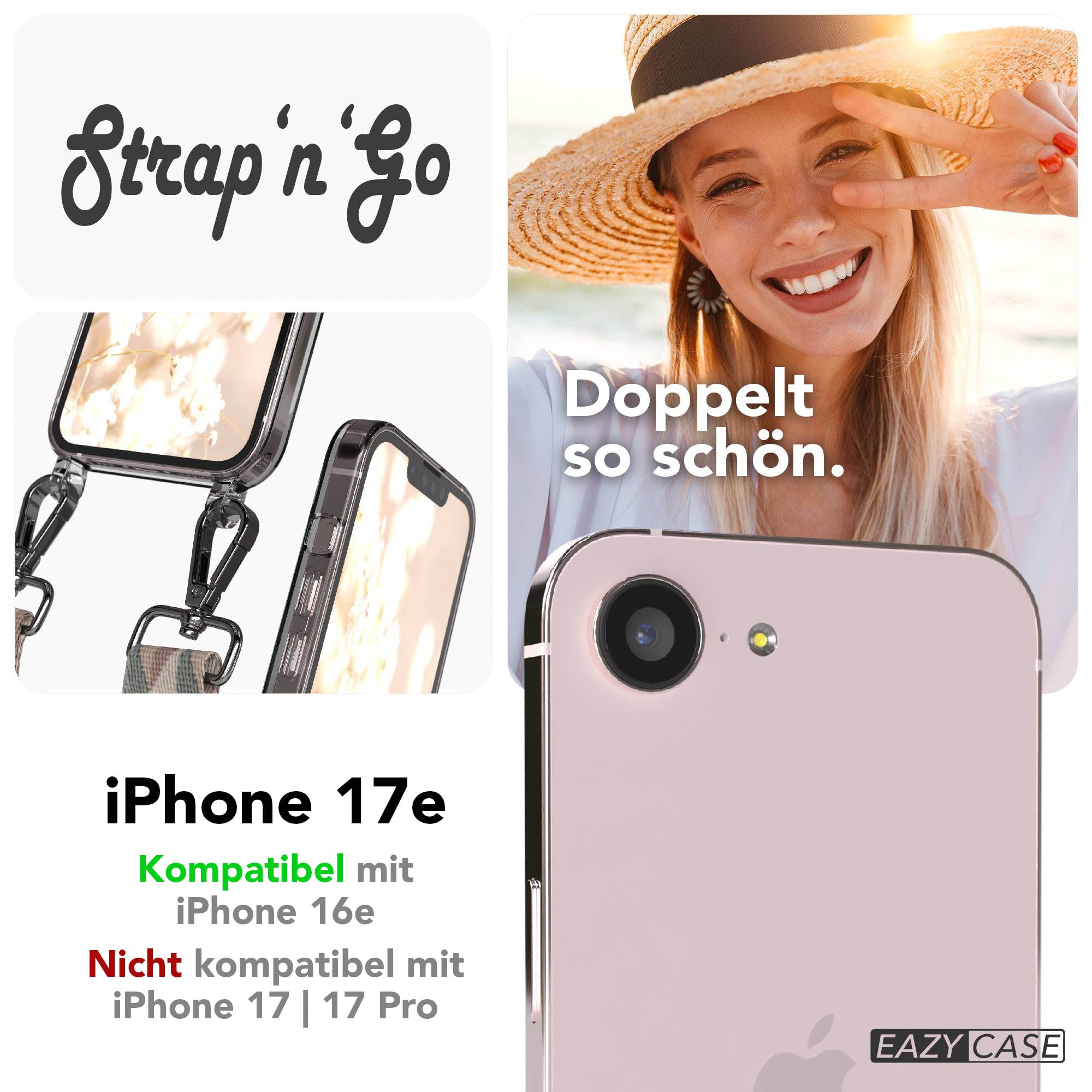 iPhone 17e Handykette mit verstellbarem Boho Band von EAZY CASE 