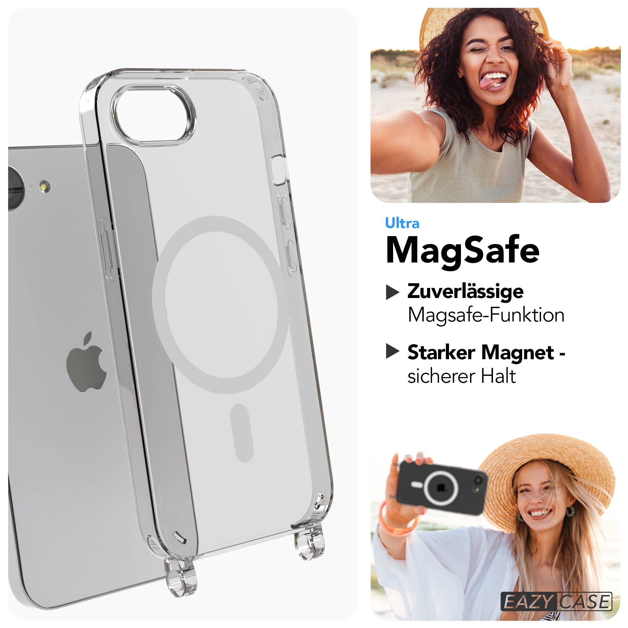 iPhone 17e MagSafe Handykette mit verstellbarem Boho Band von EAZY CASE #farbe_blau-mix-metallfarbe-silber