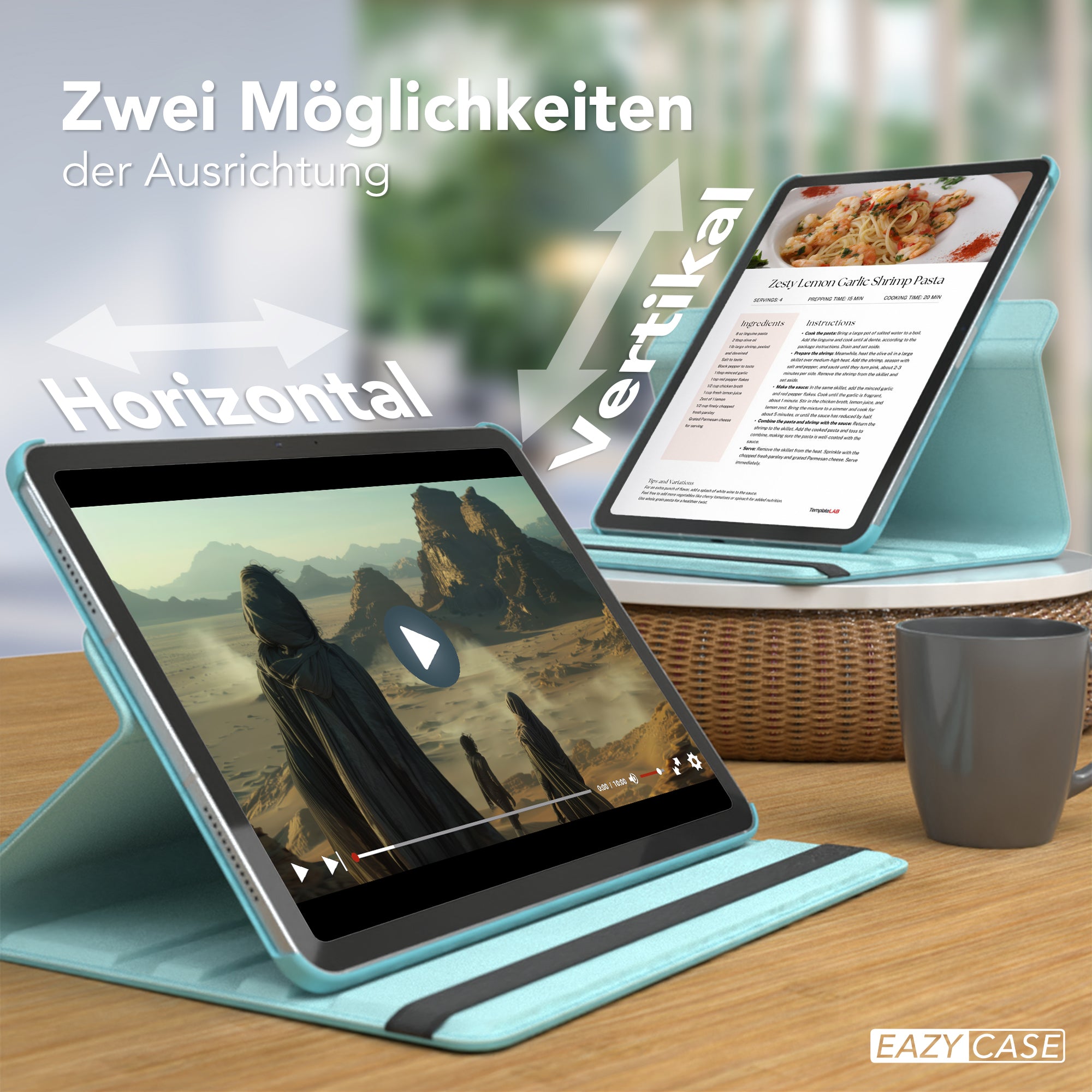 iPad Air 11 Zoll M4 2026 drehbare Tablethülle 360 Grad Rotation Ständer 