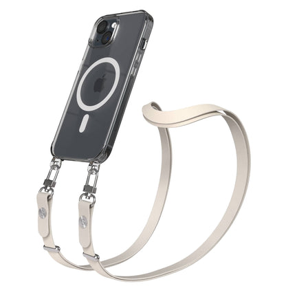 Apple iPhone 15 MagSafe Hülle mit magnetischem Crossbody-Umhängegurt Set #farbe_taupe-magsafe-funktion-mit-magsafe