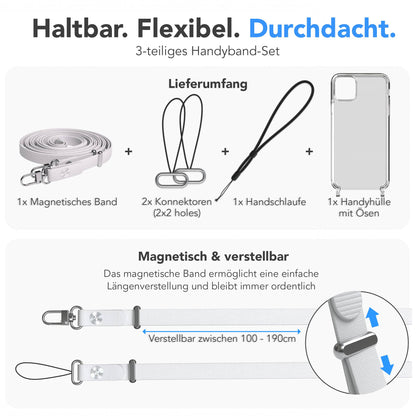 Apple iPhone 11 Pro Max Schutzhülle mit magnetischer Crossbody Handykette zum Umhängen 