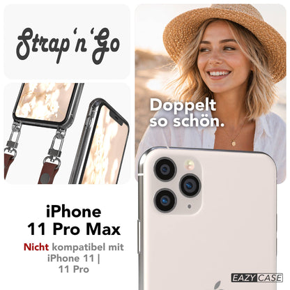 Apple iPhone 11 Pro Max Schutzhülle mit magnetischer Crossbody Handykette zum Umhängen 