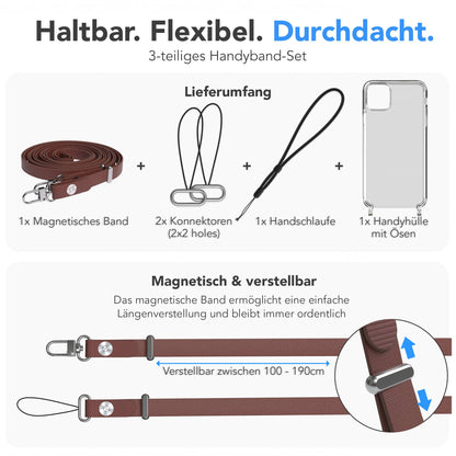 Apple iPhone 11 Pro Max Schutzhülle mit magnetischer Crossbody Handykette zum Umhängen 