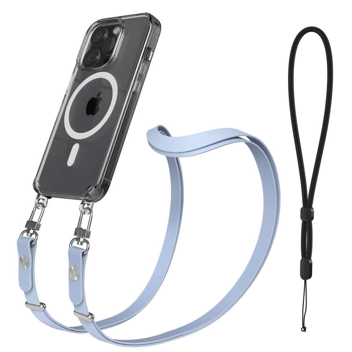 iPhone 15 Pro MagSafe Hülle mit magnetischer Crossbody Handykette von EAZY CASE #farbe_hellblau-magsafe-funktion-mit-magsafe