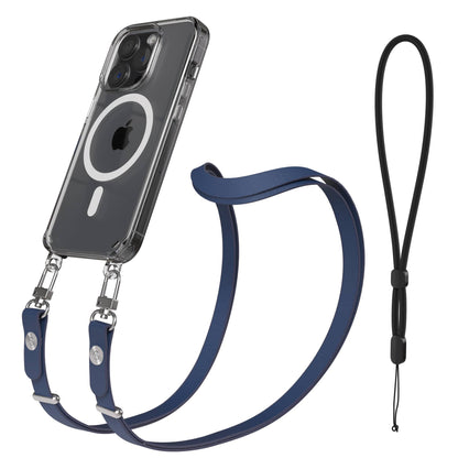 iPhone 15 Pro MagSafe Hülle mit magnetischer Crossbody Handykette von EAZY CASE #farbe_blau-magsafe-funktion-mit-magsafe