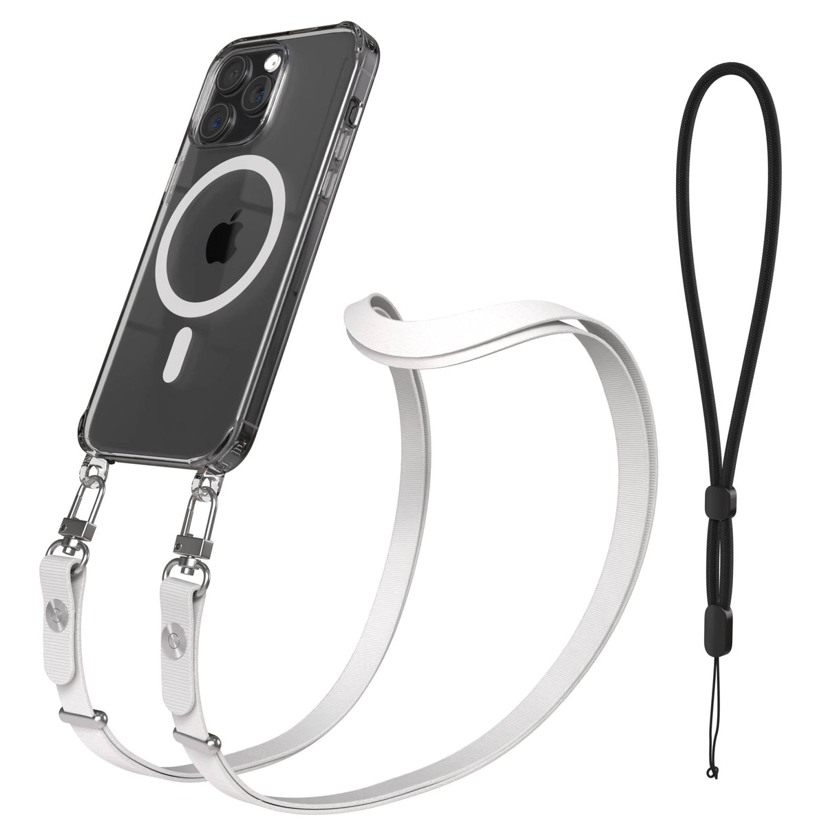 iPhone 15 Pro Max MagSafe Hülle mit magnetischem Crossbody-Umhängeband #farbe_grau-magsafe-funktion-mit-magsafe