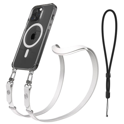 iPhone 15 Pro Max MagSafe Hülle mit magnetischem Crossbody-Umhängeband #farbe_grau-magsafe-funktion-mit-magsafe